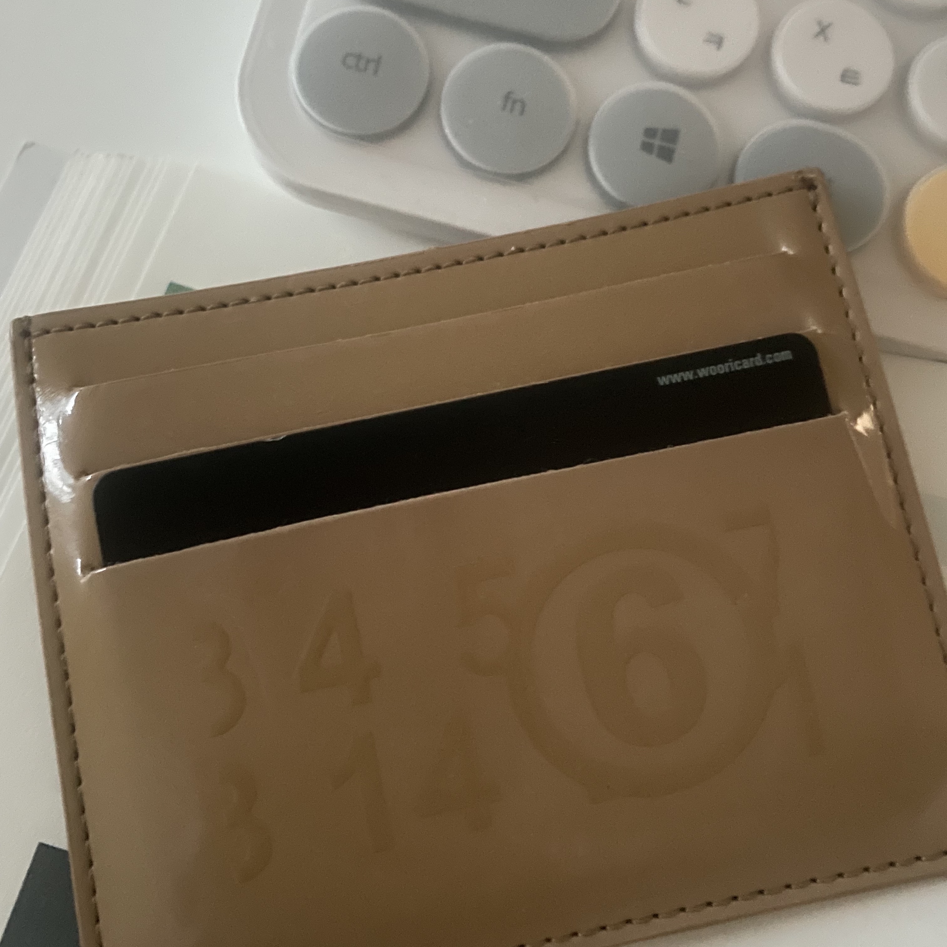 MM6 Maison Margiela Logo Card Holder Beige 착용 스타일