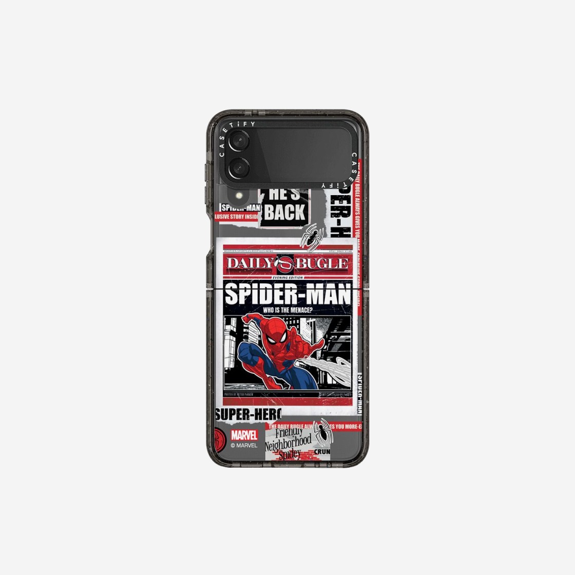 Casetify x Marvel Galaxy Spider-Man Newspaper Sticker Impact Case Clear Black 상세 이미지 4