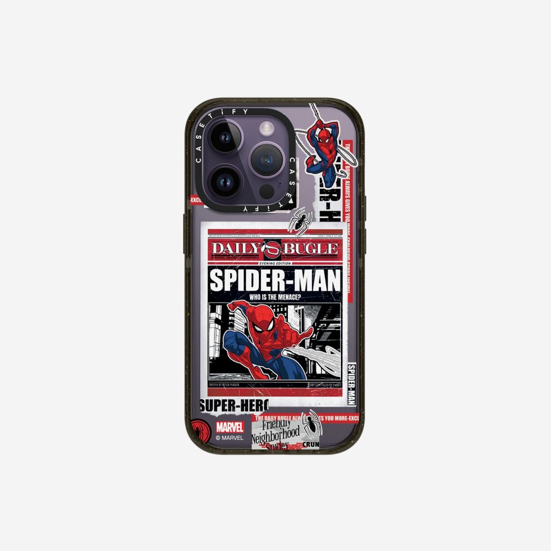 Casetify x Marvel iPhone Spider-Man Newspaper Sticker Impact Case Clear Black 상세 이미지 2