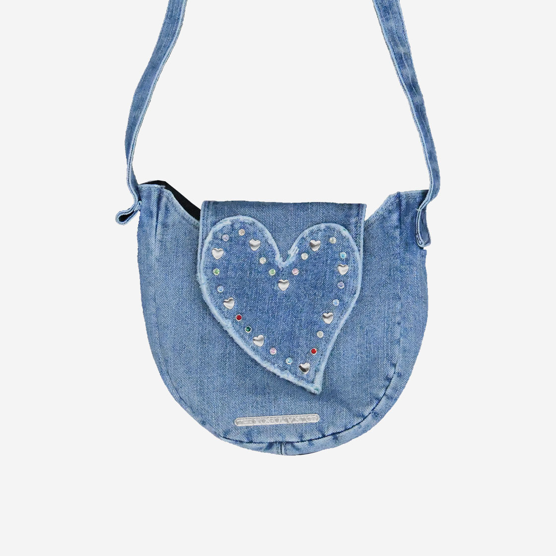 ☆人気☆【THE MUSEUM VISITOR】☆HEART GEM DENIM MINI BA.G☆ 더뮤지엄비지터 하트 젬 데님 미니백 블루 | The Museum Visitor