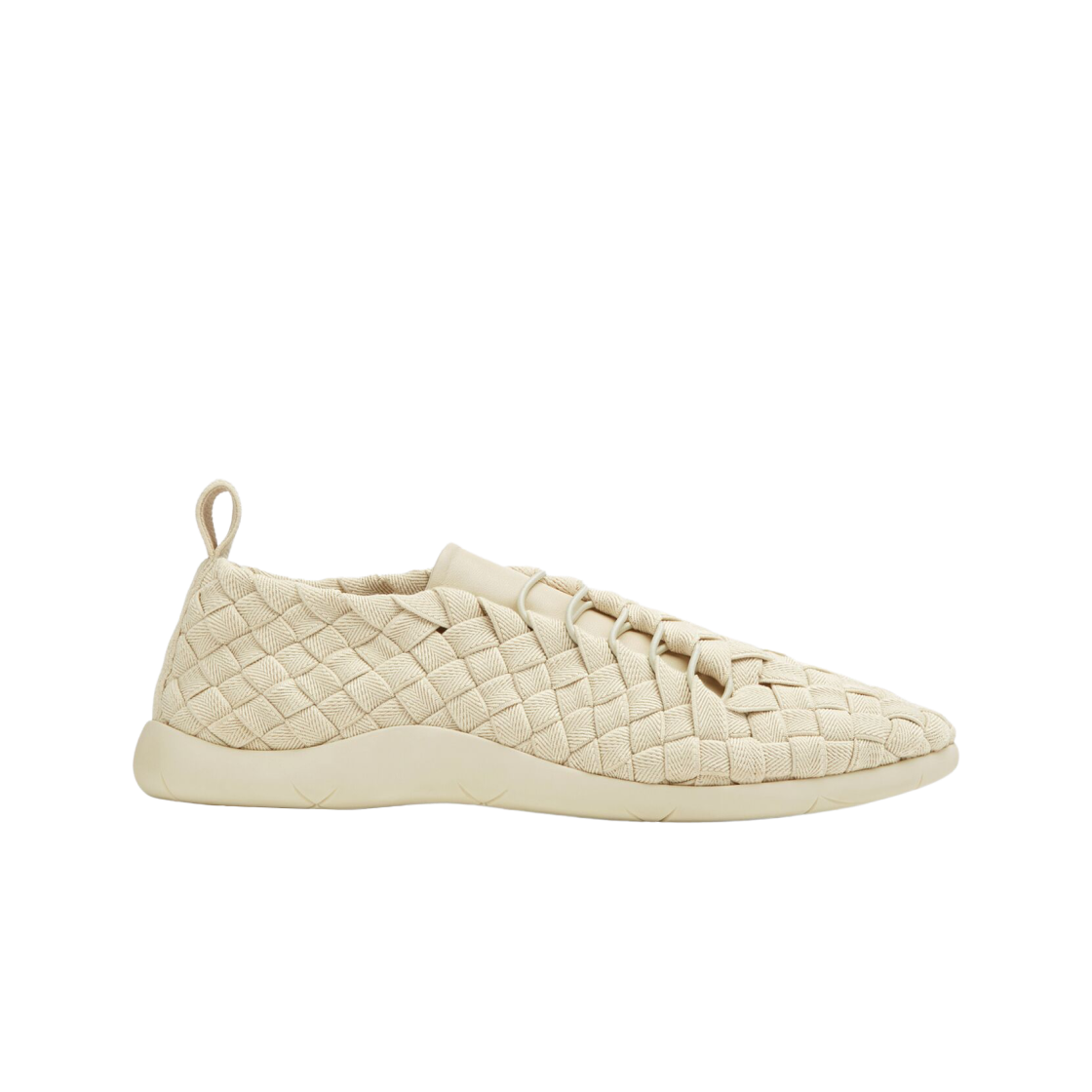 651306V0GV19031 Bottega Veneta Intrecciato Lace-Up Plat Sneaker Sea Salt - 대표 이미지 #1