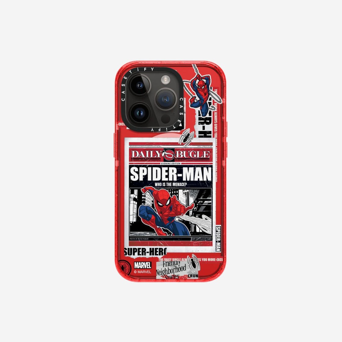 Casetify x Marvel iPhone Spider-Man Newspaper Sticker Red Magsafe Impact Case Sheer Watermelon 상세 이미지 3