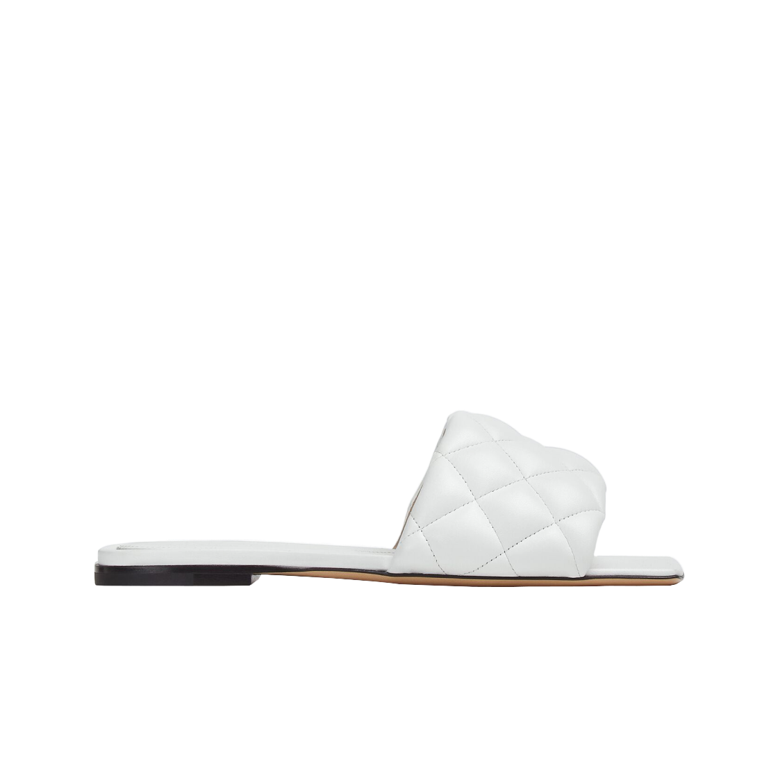 (W) Bottega Veneta Quilted Leather Padded Flat Sandal Optic White 상세 이미지 1