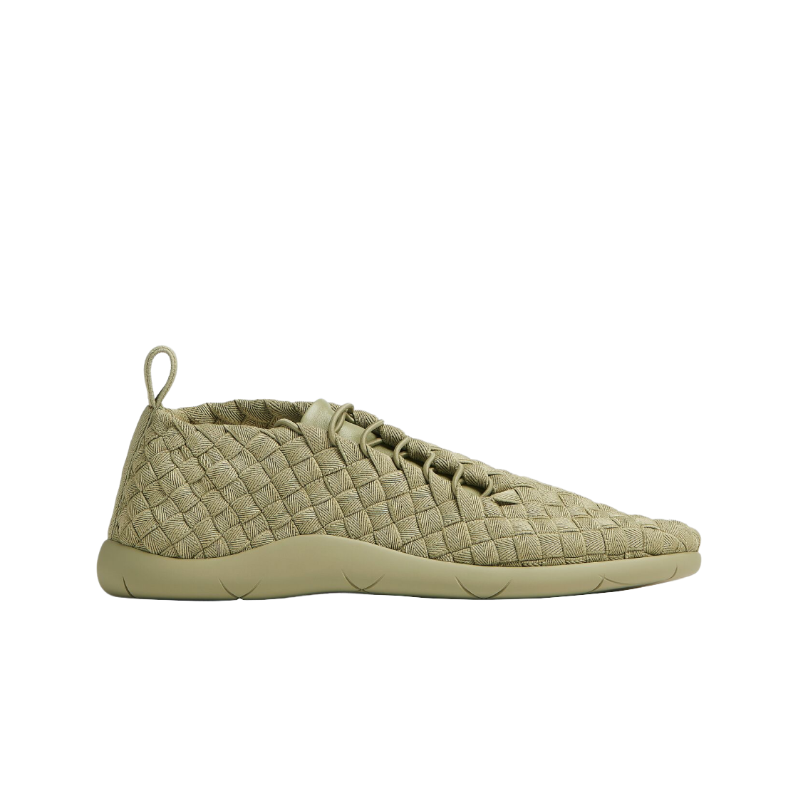 651306V0GV13025 Bottega Veneta Intrecciato Lace-Up Plat Sneaker Travertine - 대표 이미지 #1
