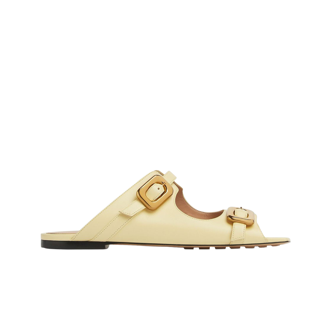 (W) 보테가 베네타 스트레치 버클 뮬 샌들 플랫 문 빔((W) Bottega Veneta Stretch Buckle Mule Sandal Flat Moon Beam) - 1