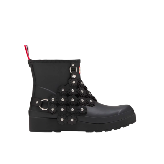 (W) Hunter x Noir Kei Ninomiya Floral Embellished Rubber Rain Boots Black