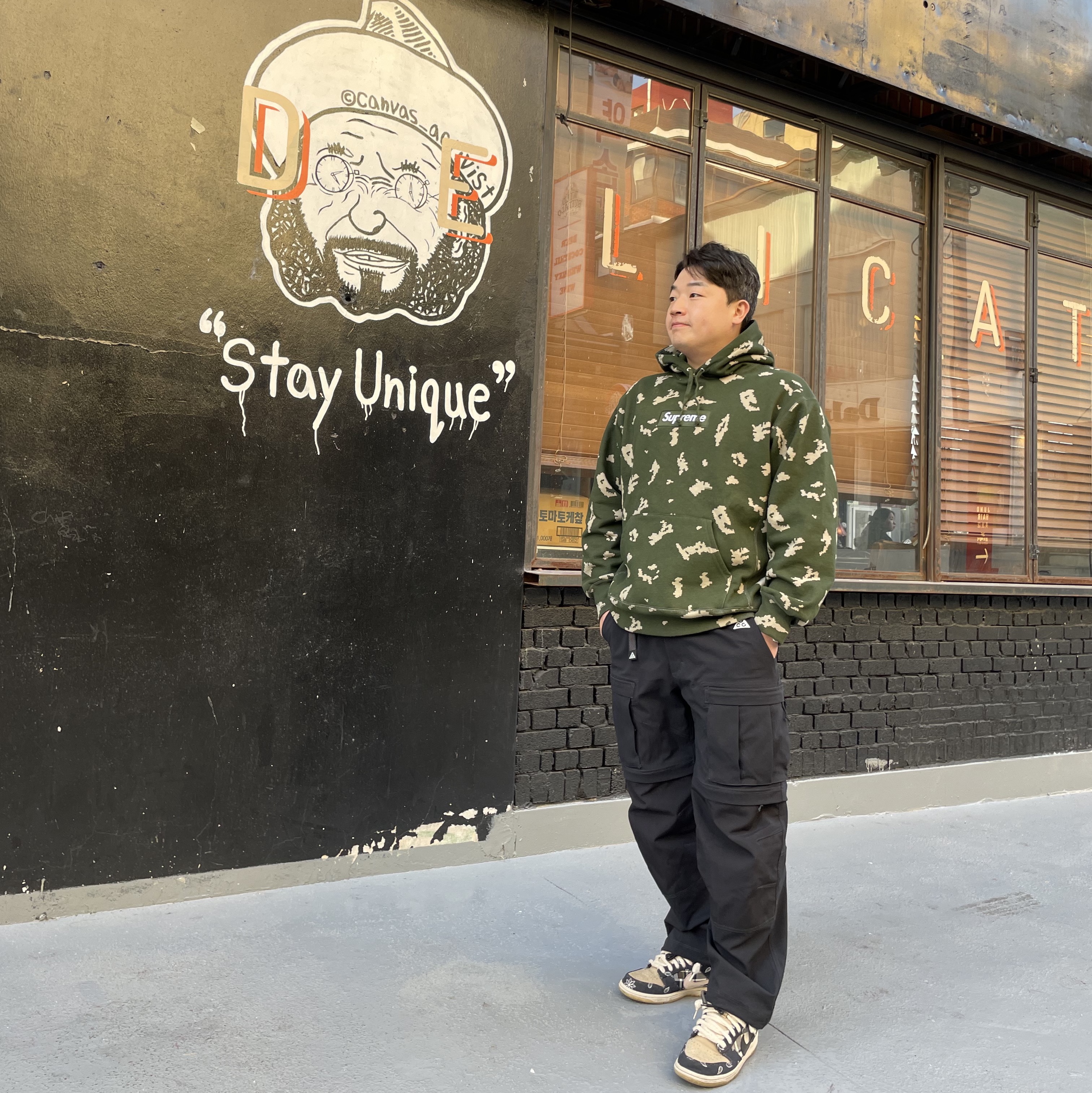 Supreme Box Logo Hooded Sweatshirt Olive Russian Camo - 21FW, Nike ACG Smith Summit Cargo Pants Black - Asia 착용 스타일