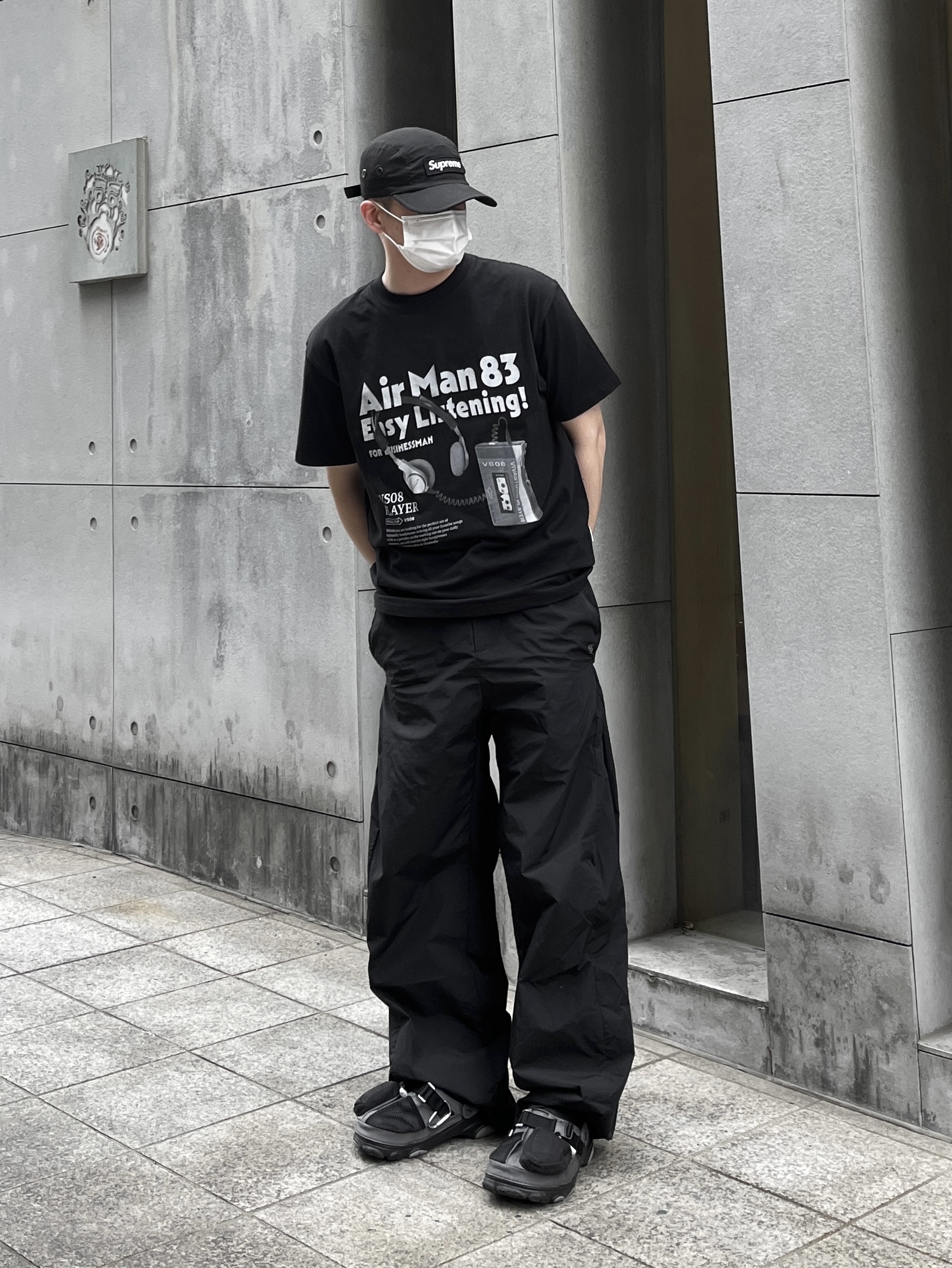 Supreme Military Camp Cap Black - 21FW, Sansan Gear Side Snap Pants Black 착용 스타일