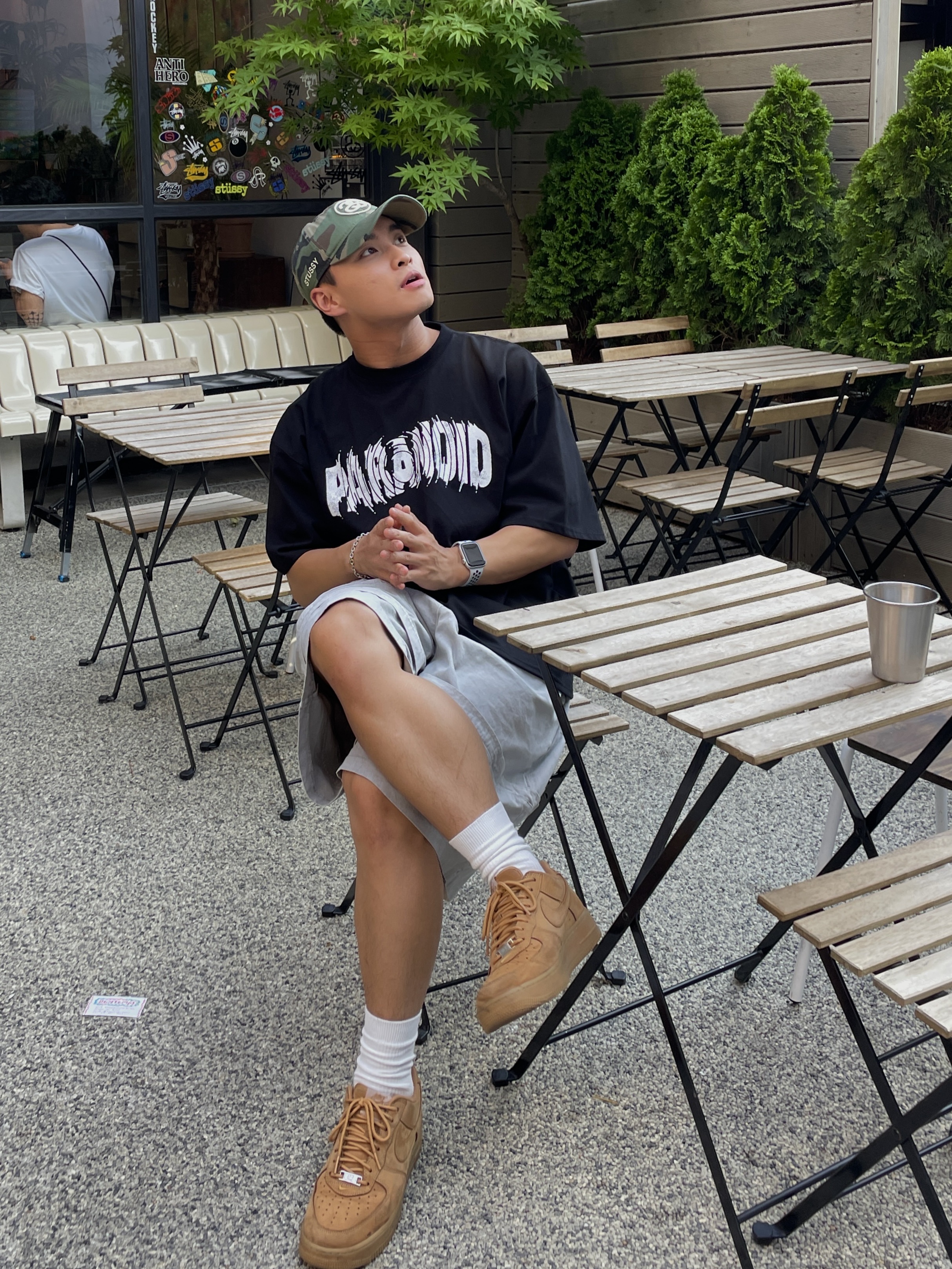 Nike x Supreme Air Force 1 Low Flax, Stussy SS Link 9Twenty Cap Woodland Camo 착용 스타일