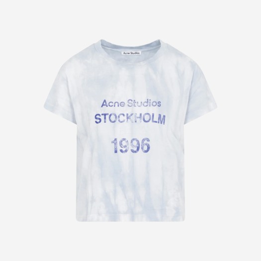 (W) 아크네 스튜디오 로고 스탬프 티셔츠 페일 블루