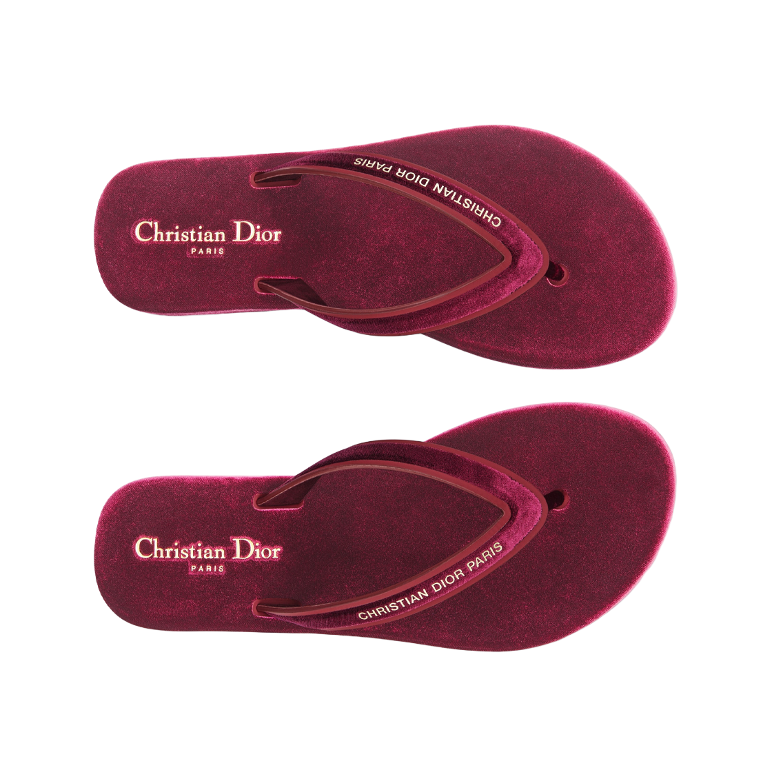 (W) 디올 디올씨 통 샌들 벨벳 스칼렛 레드((W) Dior Diorsea Thong Sandle Velvet Scarlet Red) - 2