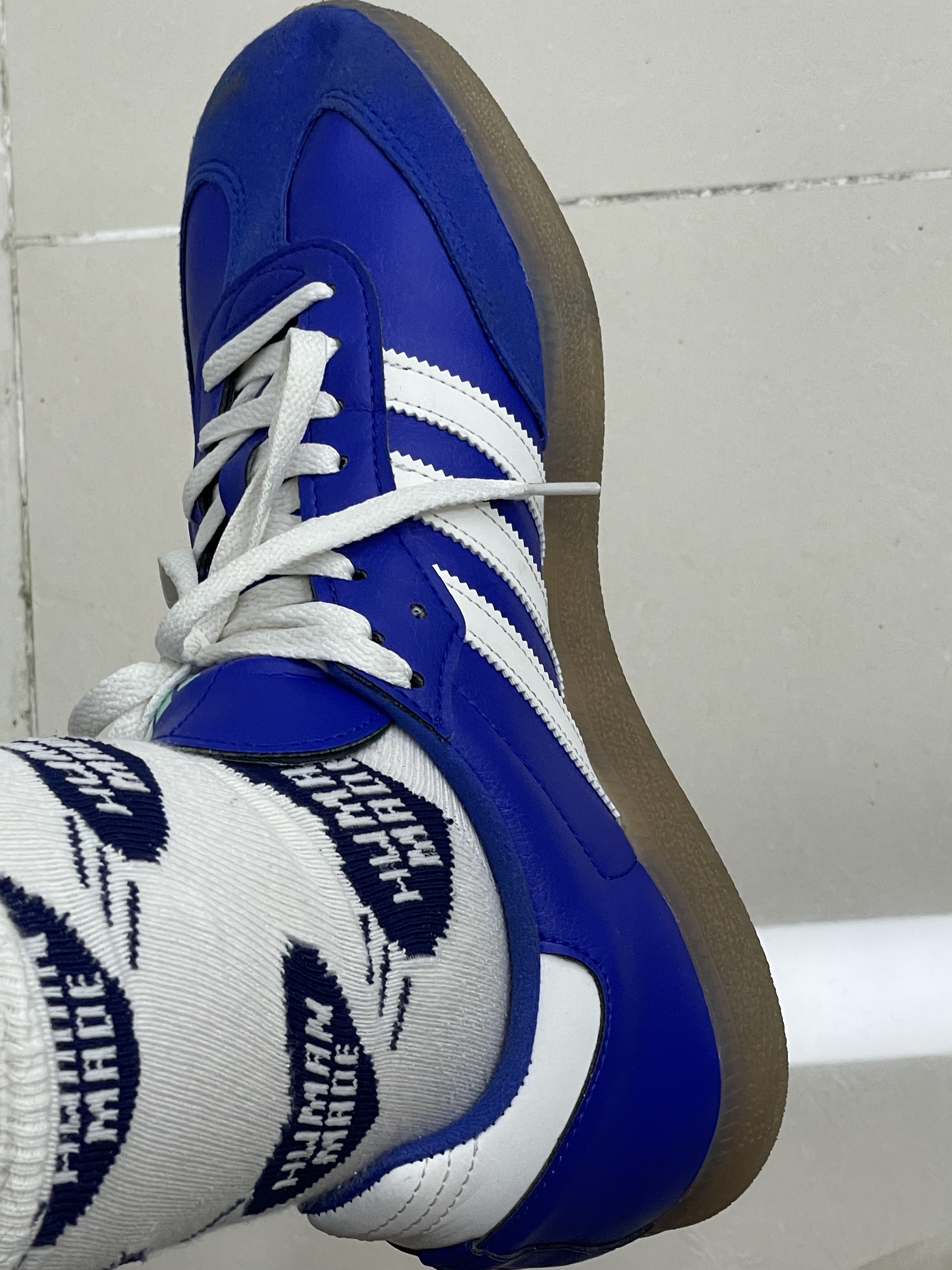 Human Made Heart Pattern Socks Navy, Adidas Velosamba Vegan Cycling Lucid Blue 착용 스타일