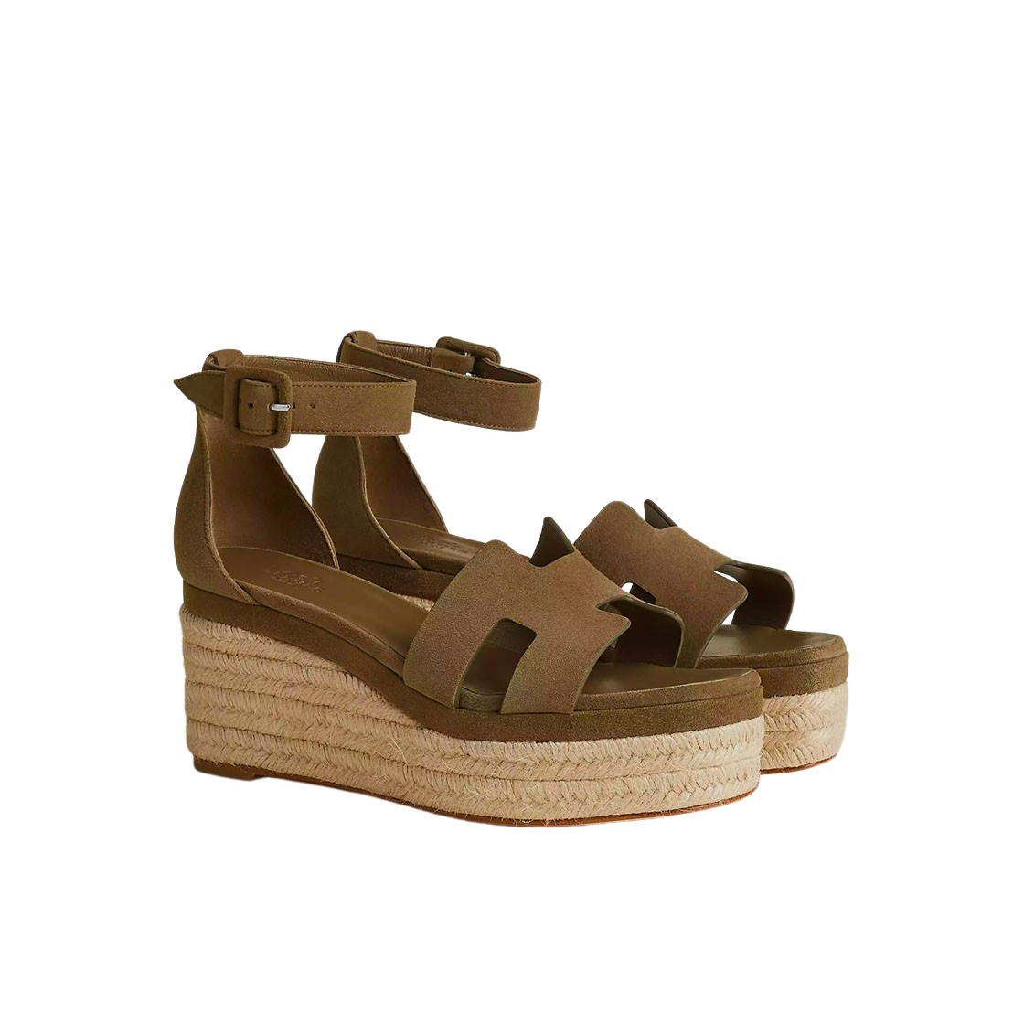 (W) 에르메스 엘다 에스파드리유 스웨이드 & 베르 뚠드라((W) Hermes Elda Espadrille Suede & Vert Toundra) - 2