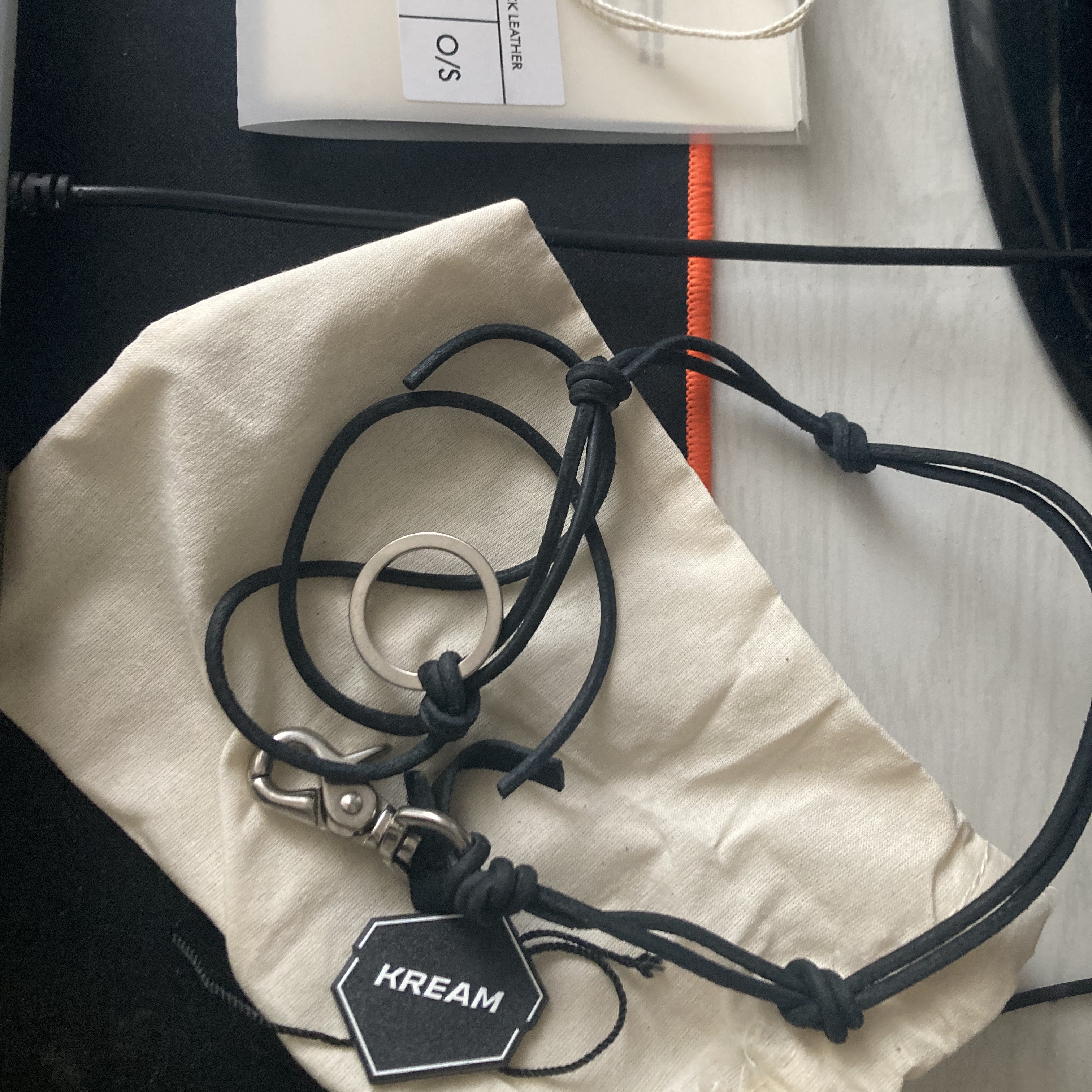 Our Legacy Ladon Leather Keychain Black 착용 스타일
