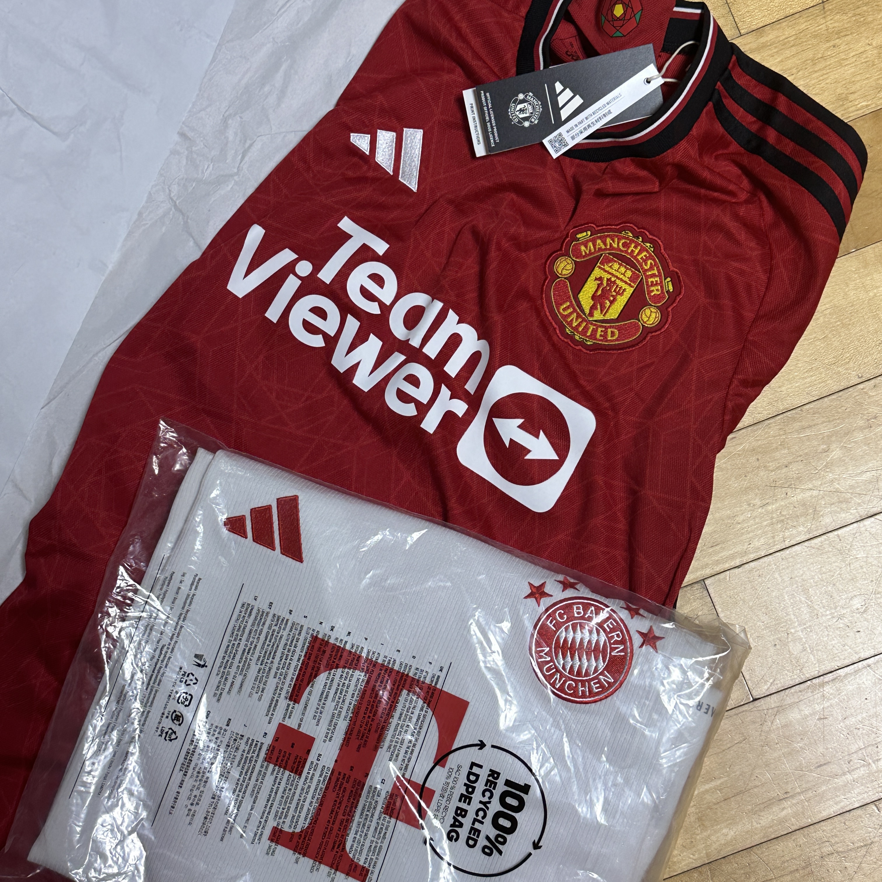 Adidas Bayern Munchen 2023/24 Home Jersey White Red - KR Sizing (Non Marking Ver.) 착용 스타일