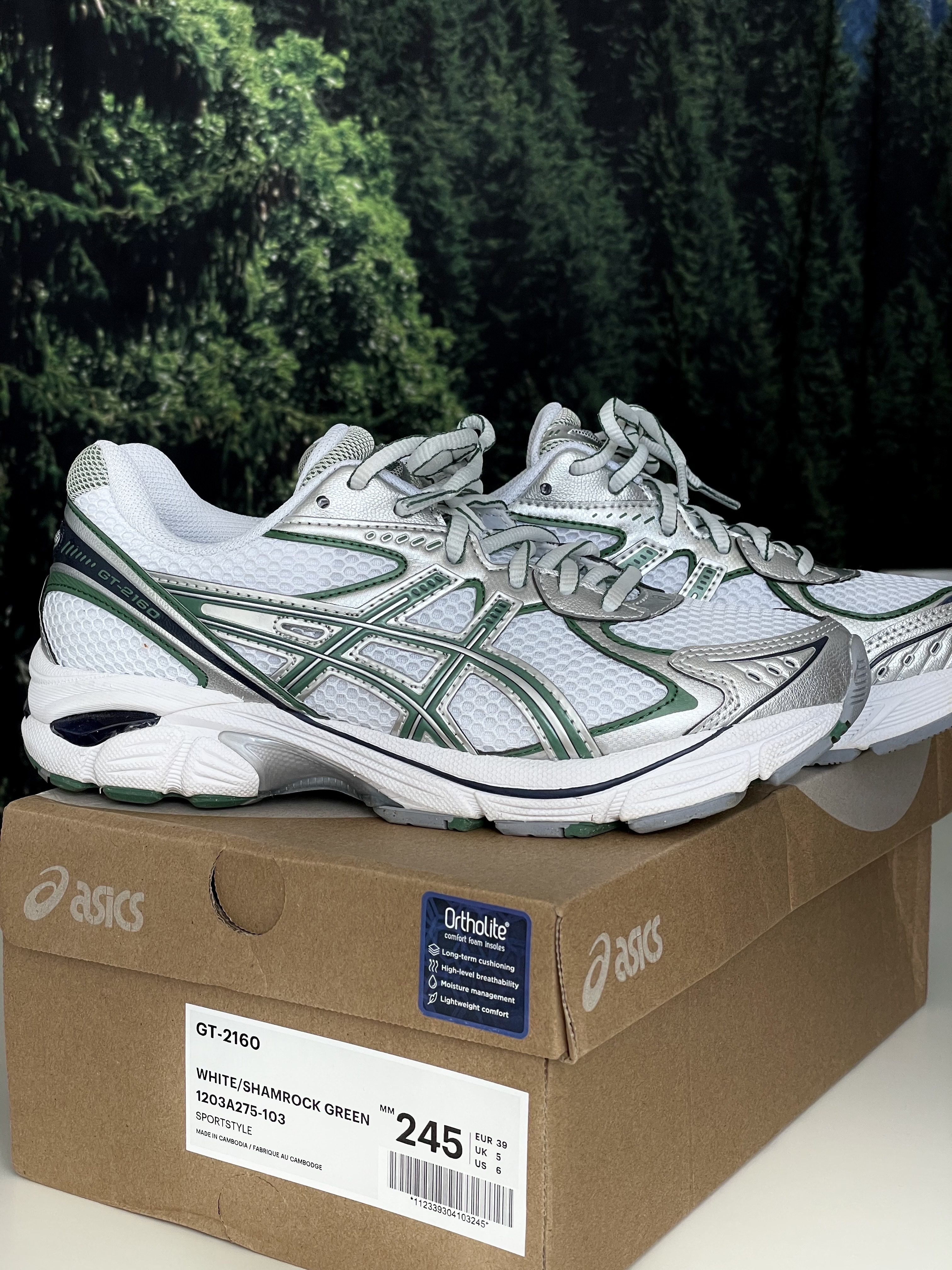 Asics GT-2160 White Shamrock Green 착용 스타일 - 1