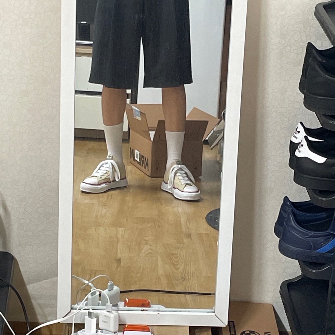 Maison Mihara Yasuhiro Peterson OG Sole Canvas Low-top Sneakers Natural, Nike Air Force 1 '07 Low Triple Black 착용 스타일