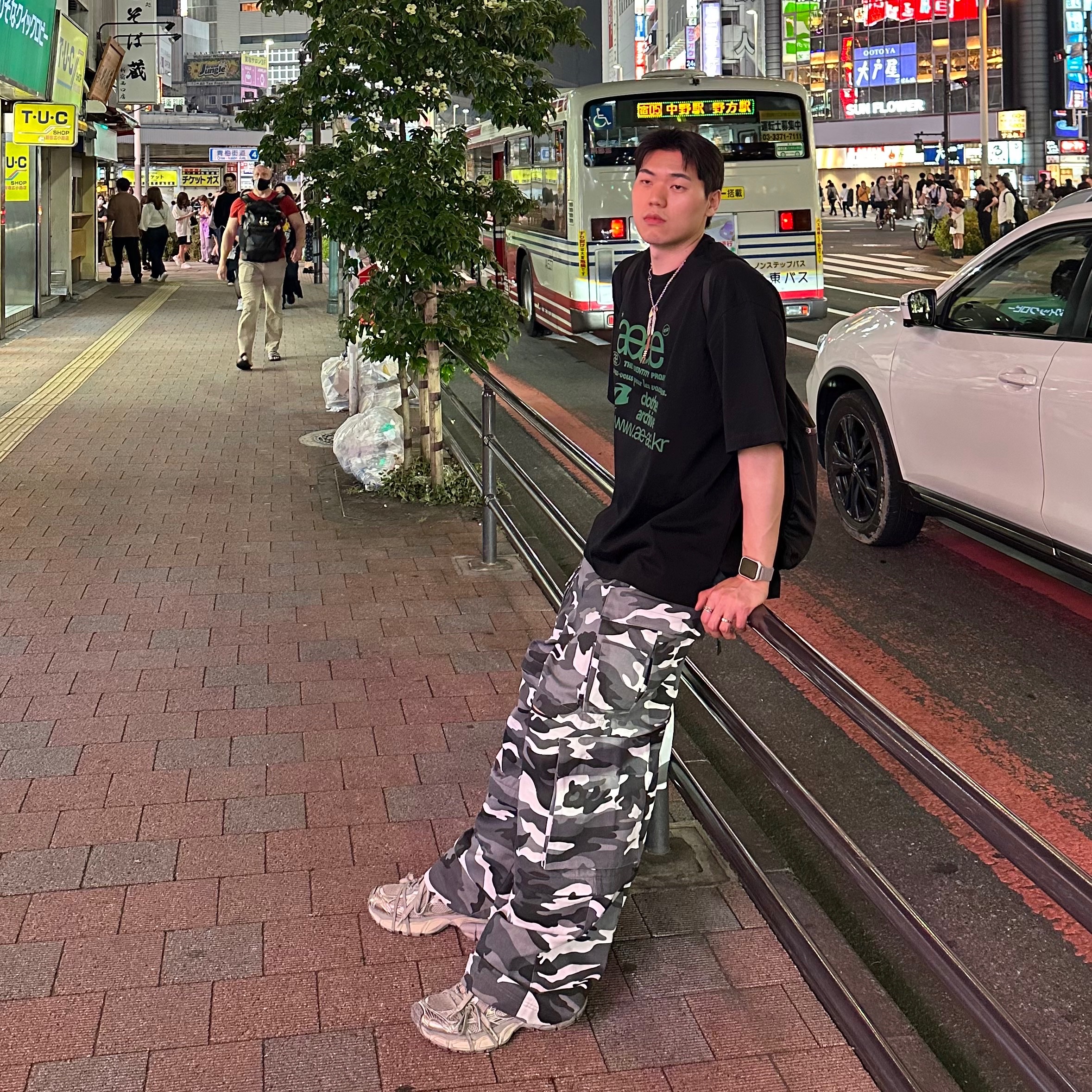 Project G/R Oversized Convertible Cargo Pants City Camo 착용 스타일