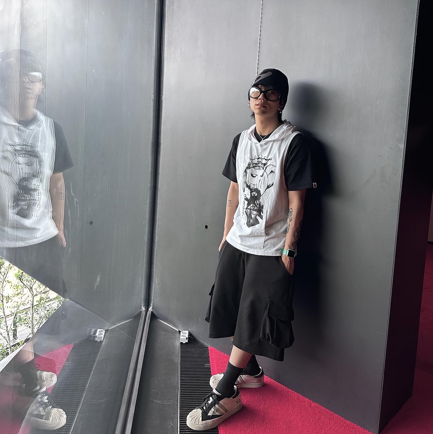 Sansan Gear Logo Beanie Black - 22FW, Y-3 Yohji Star White 착용 스타일 - 5
