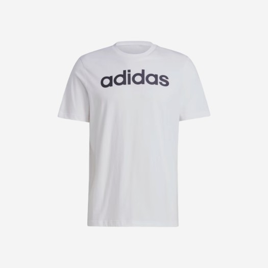 아디다스 에센셜 싱글 저지 라이너 자수 로고 티셔츠 화이트 - KR 사이즈