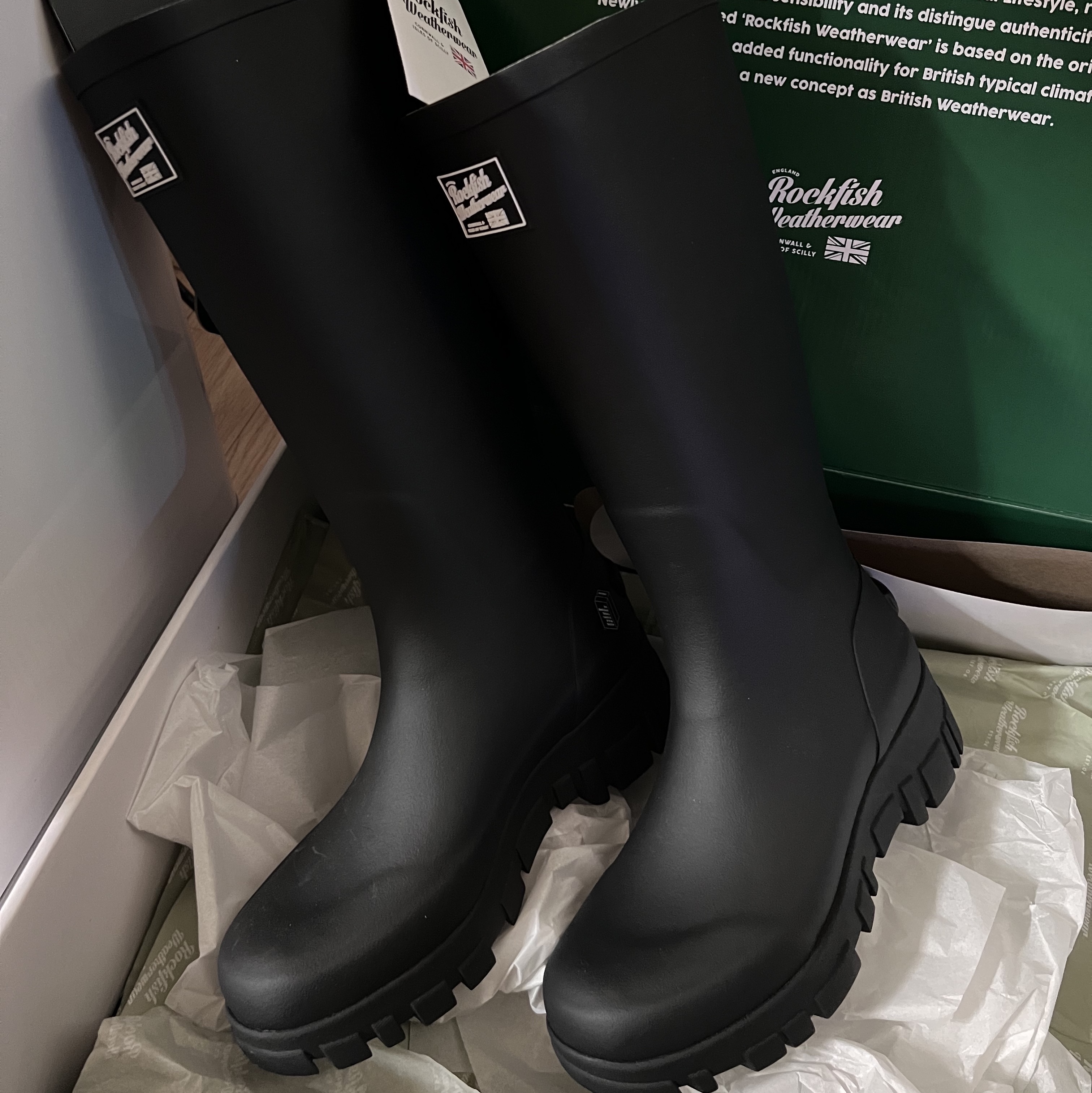 (W) Rockfishweatherwear Flatform Long Rain Boots Black 착용 스타일