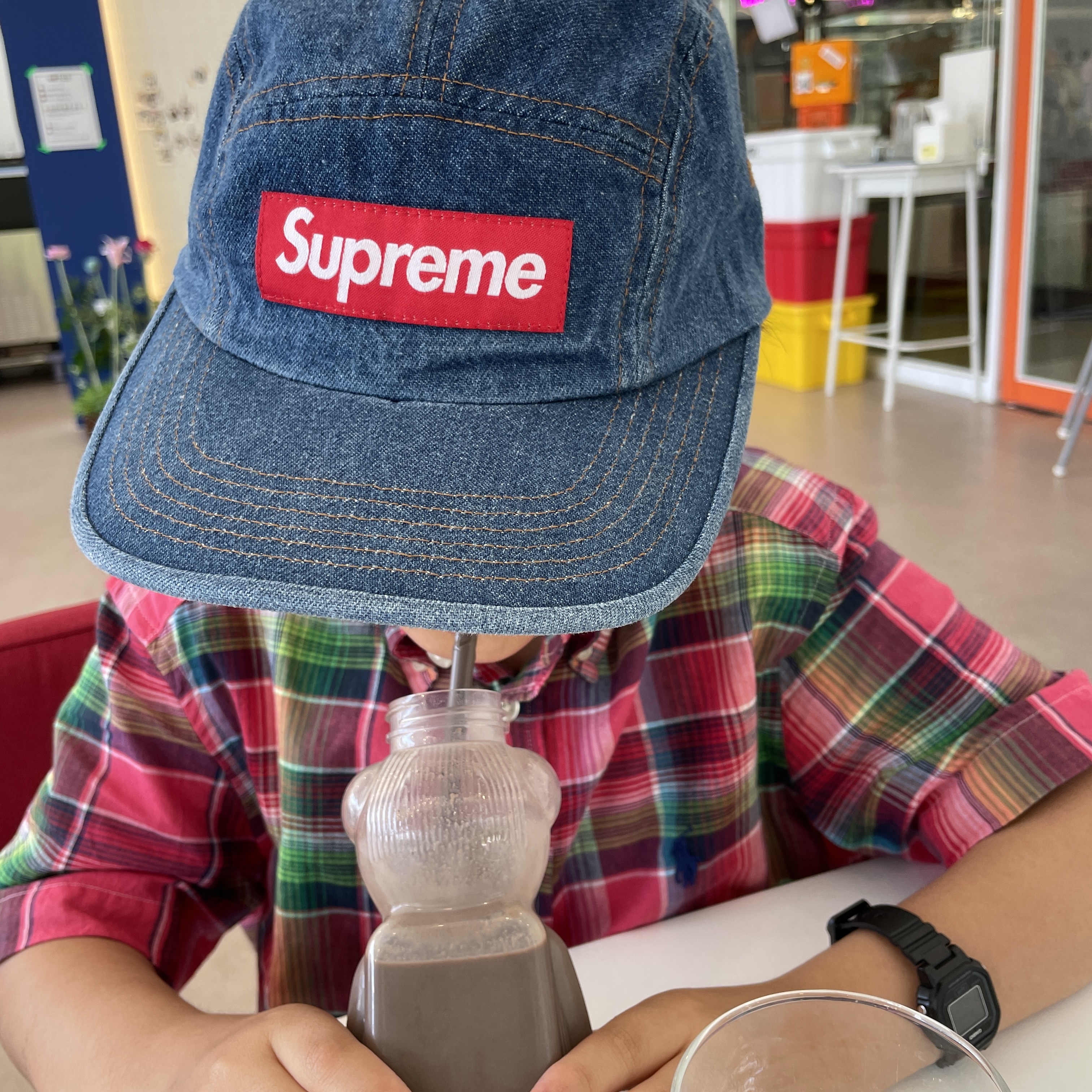 Supreme Washed Chino Twill Camp Cap Denim - 22FW 착용 스타일