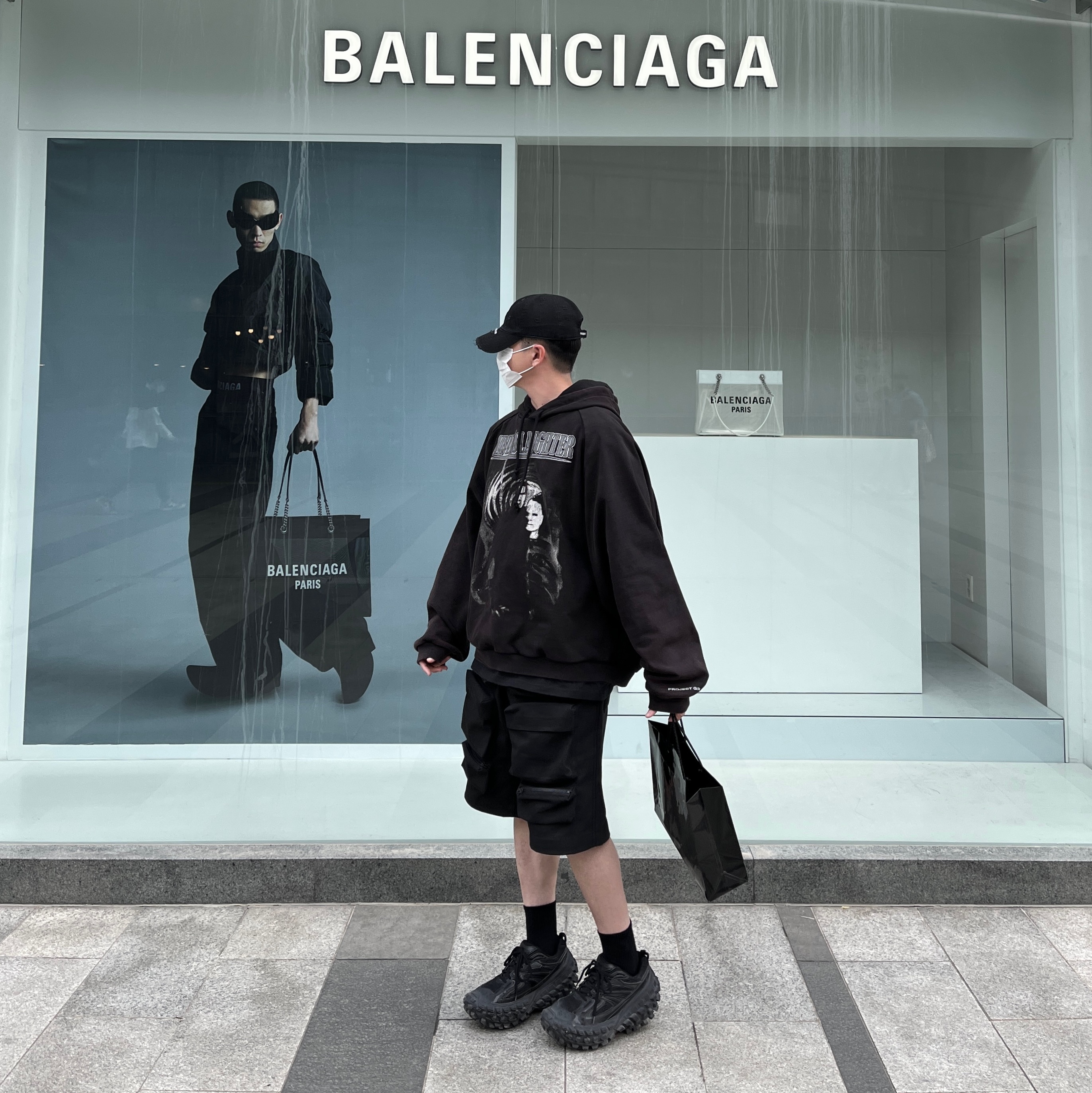 Project G/R Distressed Filth Club Cap Washed Black, Project G/R Mind Slaughter Vintage Washeed Hoodie Black 착용 스타일 - 3