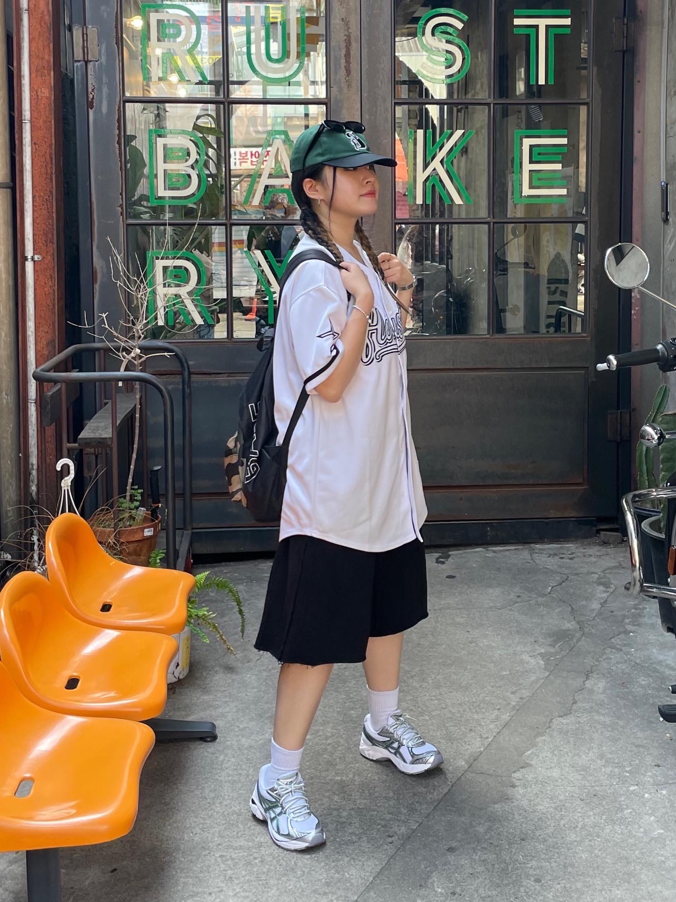 Asics GT-2160 White Shamrock Green, Stussy Vintage S Low Pro Cap Green 착용 스타일 - 2