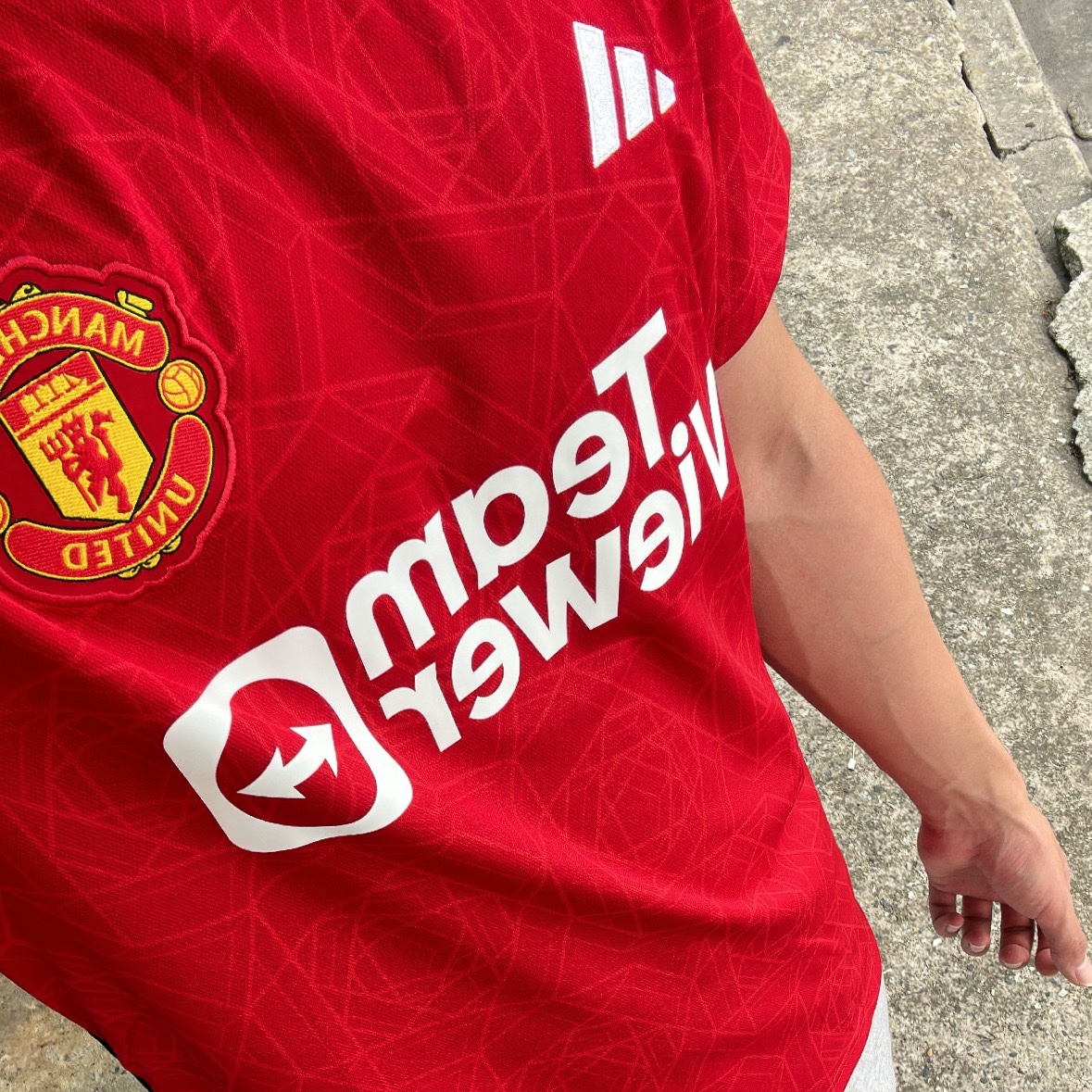 Adidas Manchester United 2023/24 Home Jersey Team Collegiate Red - KR Sizing (Non Marking Ver.) 착용 스타일