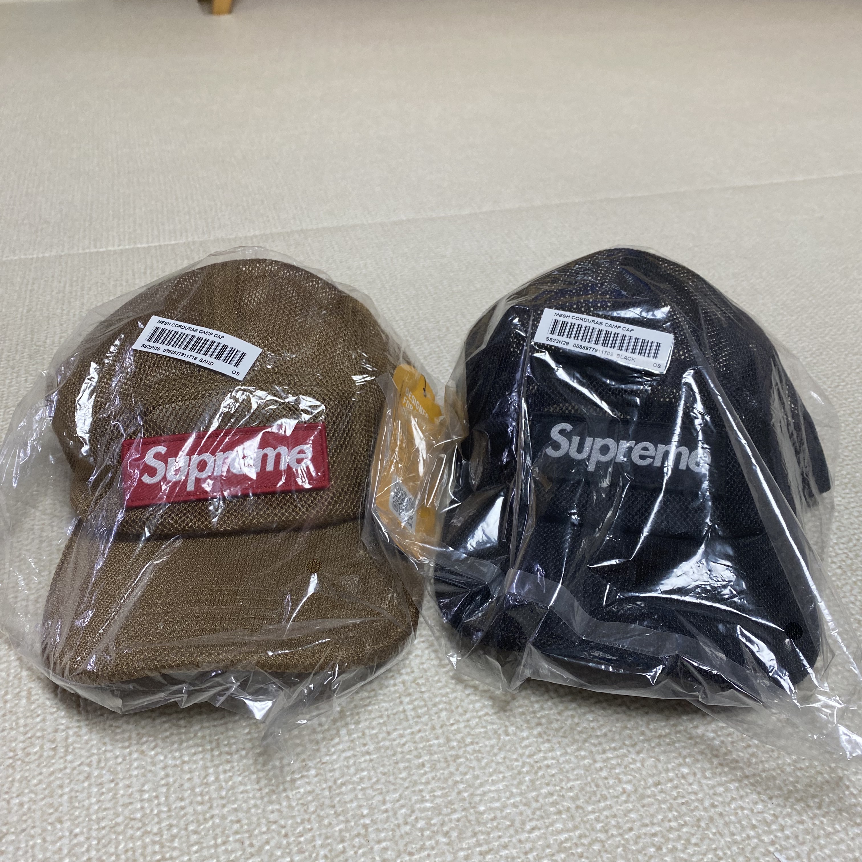 Supreme Mesh Cordura Camp Cap Black - 23SS, Supreme Mesh Cordura Camp Cap Sand - 23SS 착용 스타일