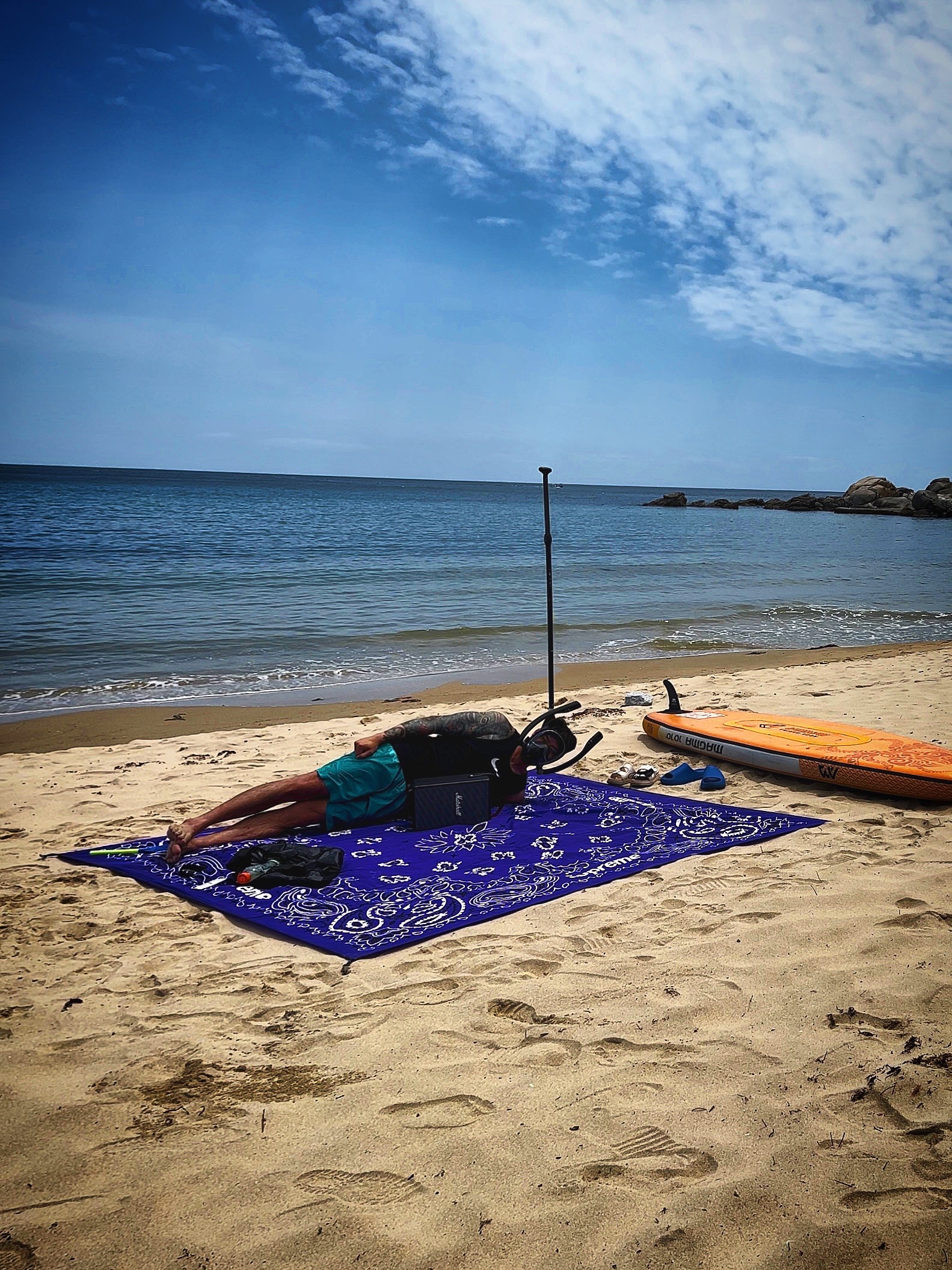 Marshall Tufton Black (Korean Ver.), Supreme ENO Islander Nylon Blanket Purple - 22SS 착용 스타일 - 4