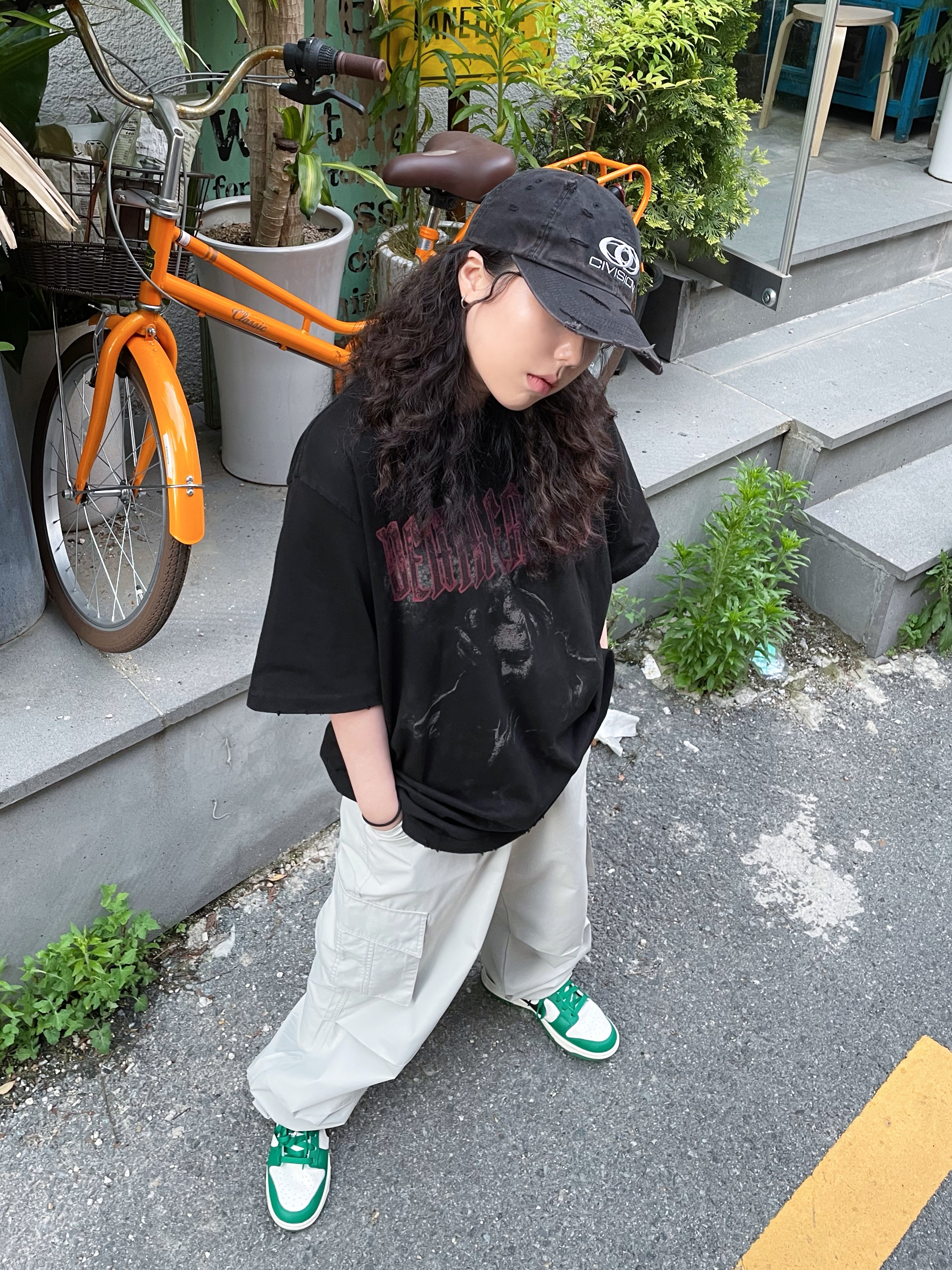 Civision by CSC Vison Destroyed Cap Washed Black, Undermycar Death Eaters Graphic T-Shirt Black - 23SS 착용 스타일