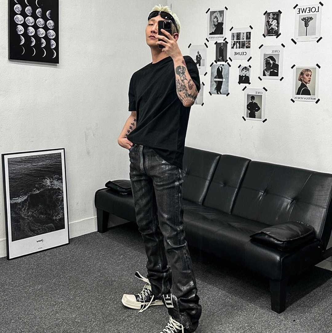 Gentle Monster x Maison Margiela MM003 Black Black, Converse x Drkshdw Drkstr Chuck 70 High Black 착용 스타일 - 3