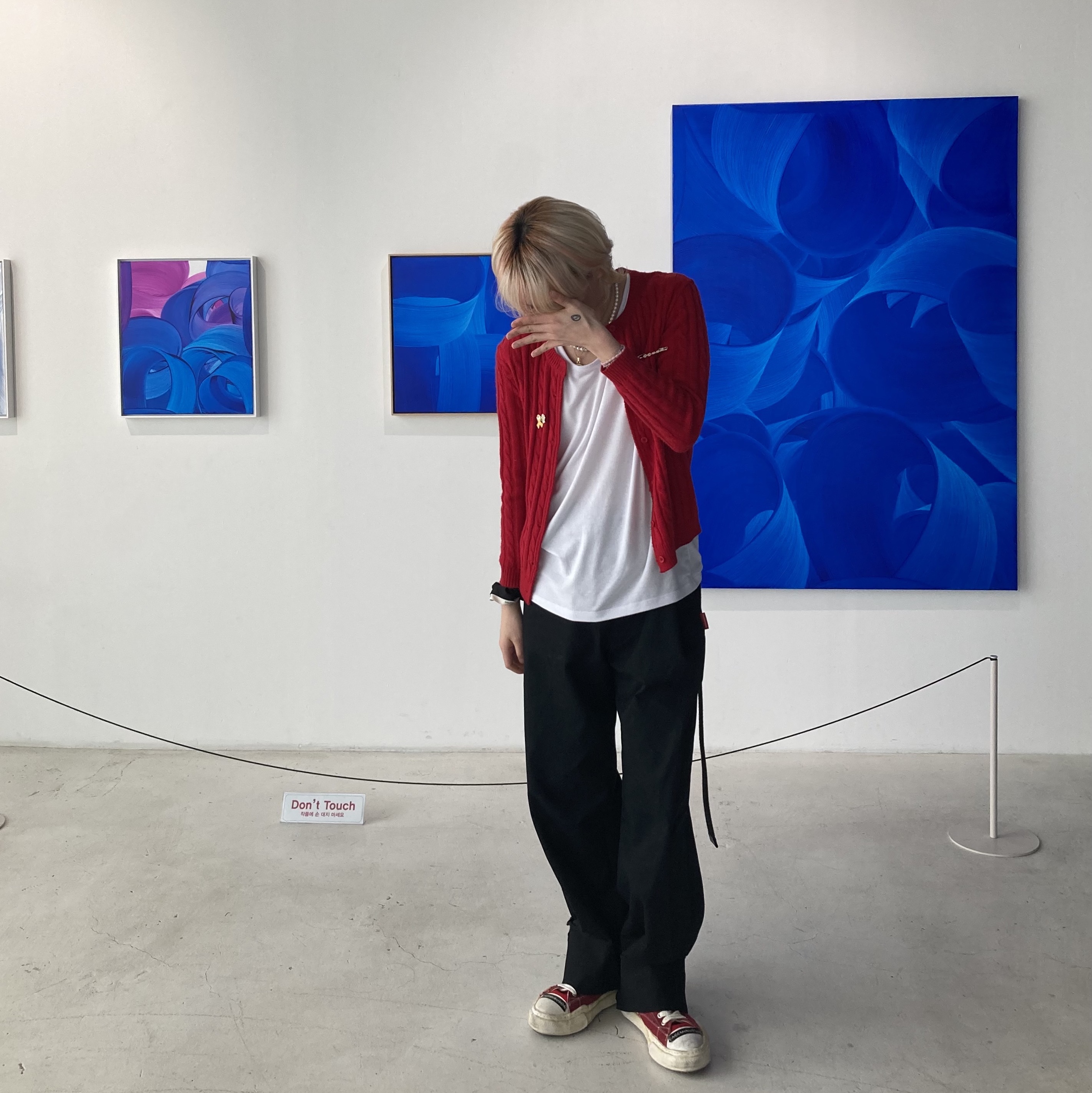 Maison Mihara Yasuhiro Peterson OG Sole OD Canvas Low-top Sneakers Red, Peaceminusone Work Pants #1 Black 착용 스타일 - 2