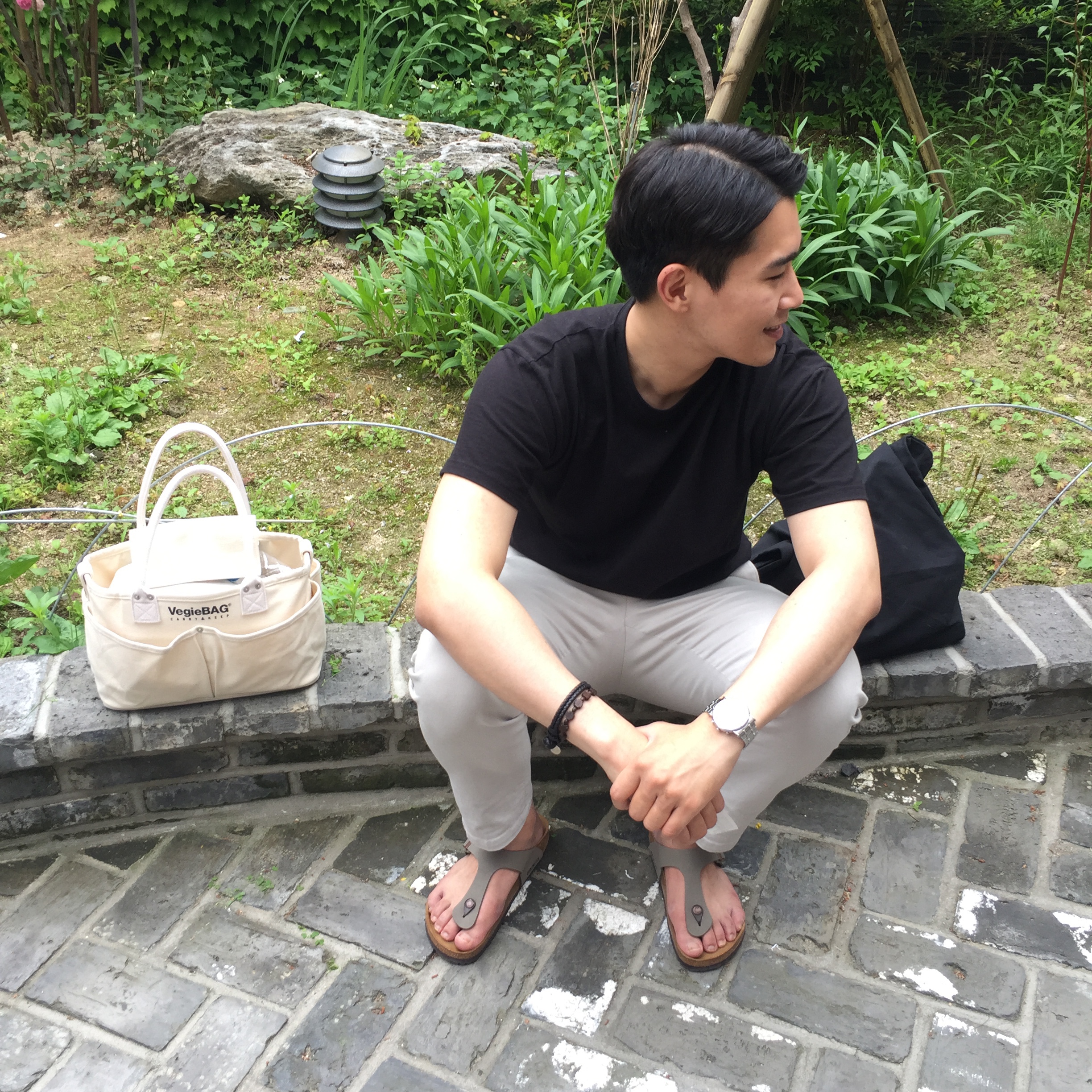 Birkenstock Gizeh Birko Flor Nubuck Stone - Regular 착용 스타일