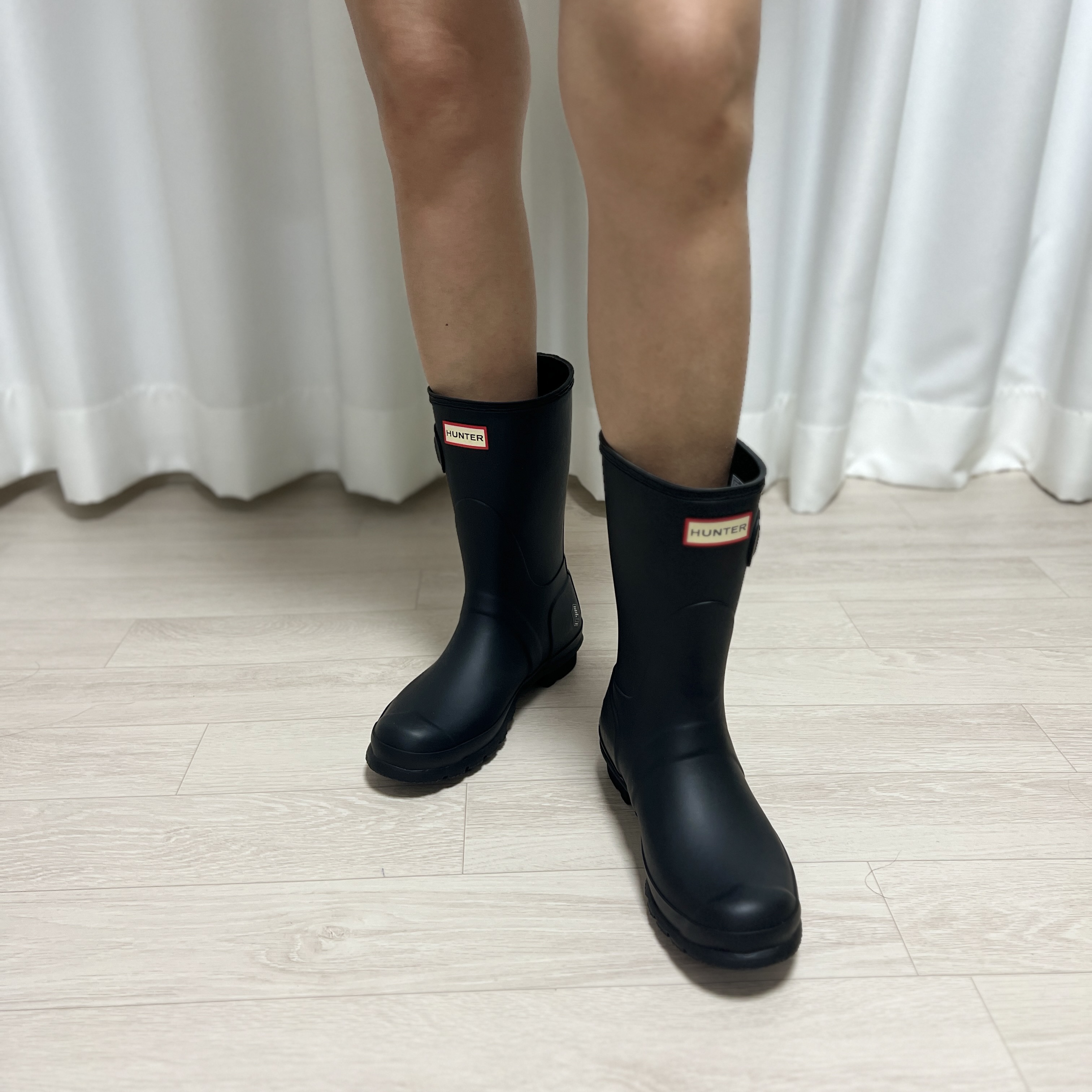 (W) Hunter Original Short Rain Boots Black 착용 스타일