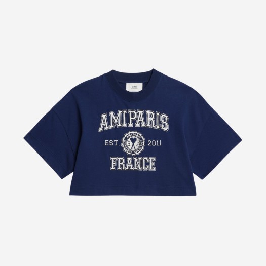(W) 아미 파리 프랑스 크롭 티셔츠 노틱 블루