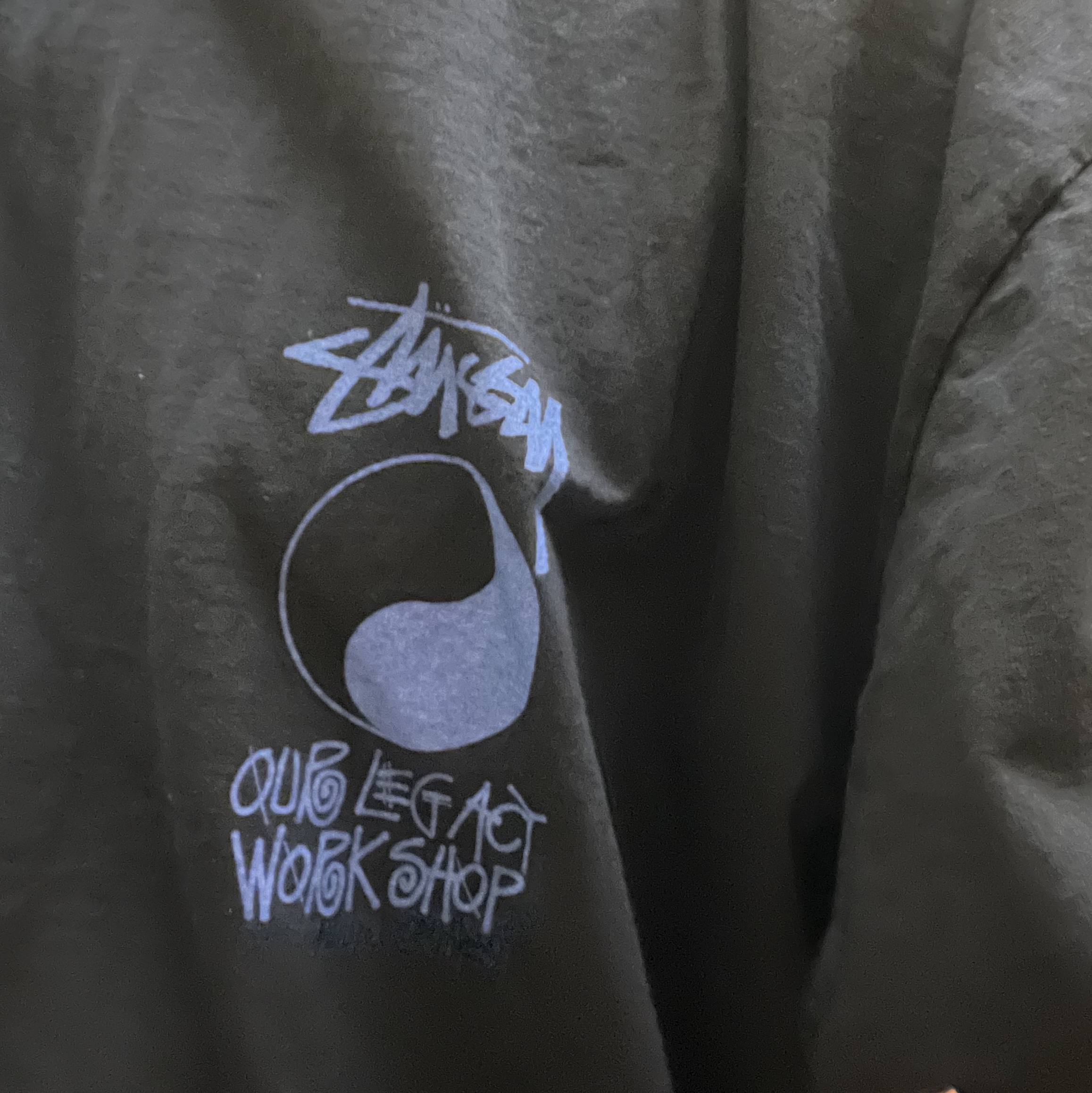 Stussy x Our Legacy Frame Pigment Dyed T-Shirt Black 착용 스타일