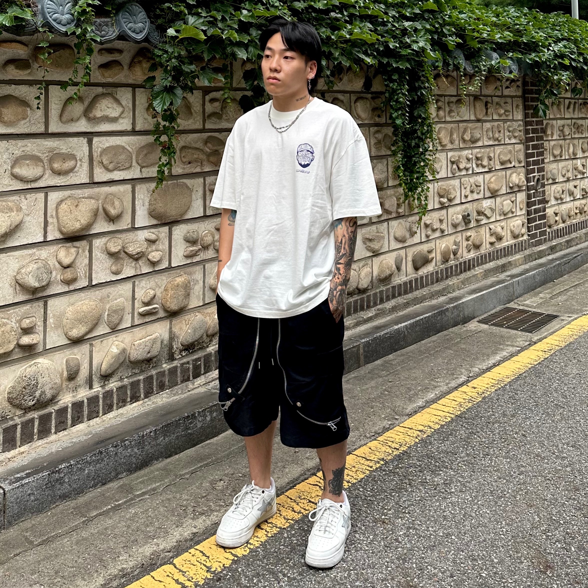 BAPE x JJJJound Bape Sta Low White Light Grey 착용 스타일 - 2
