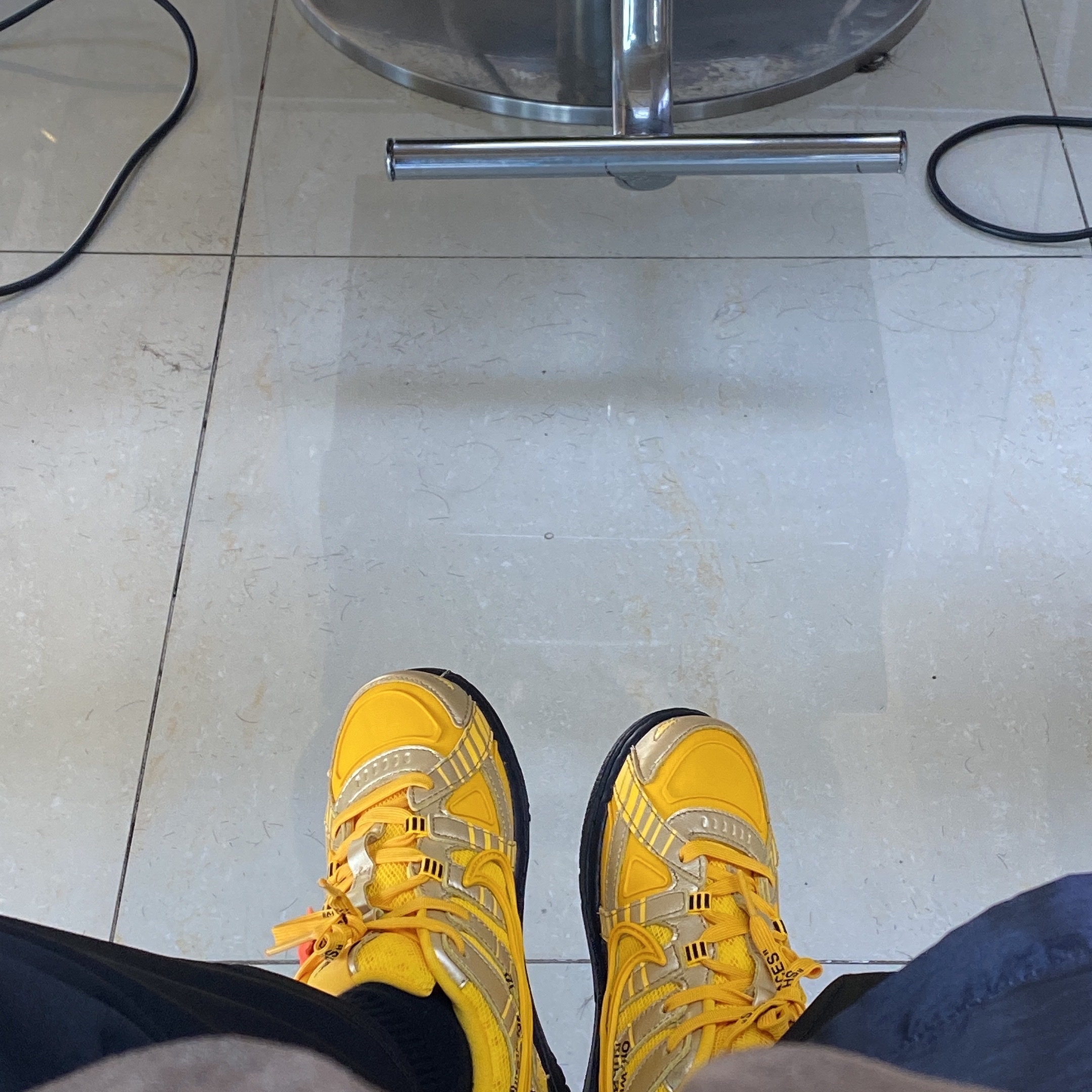 Nike x Off-White Air Rubber Dunk University Gold, (PS) Nike x Off-White Air Rubber Dunk University Gold 착용 스타일 - 3
