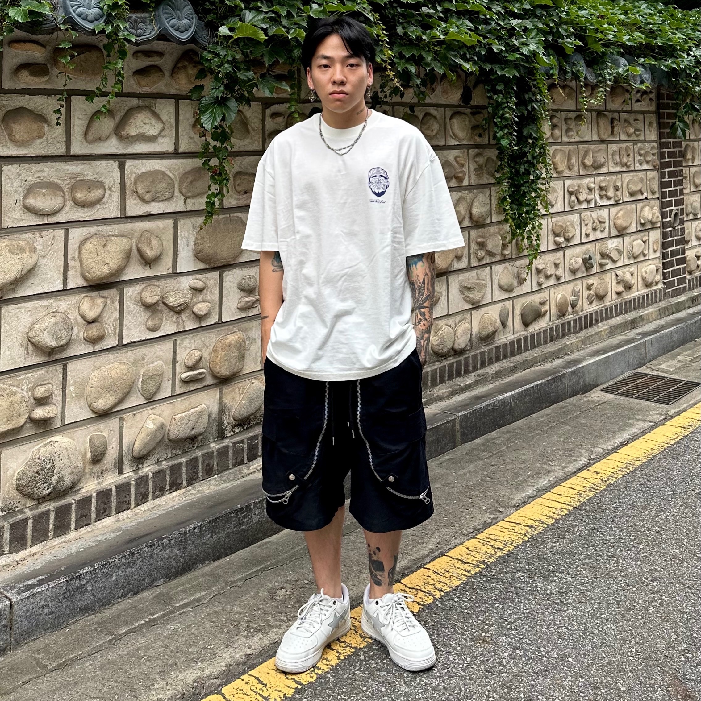 BAPE x JJJJound Bape Sta Low White Light Grey 착용 스타일 - 1