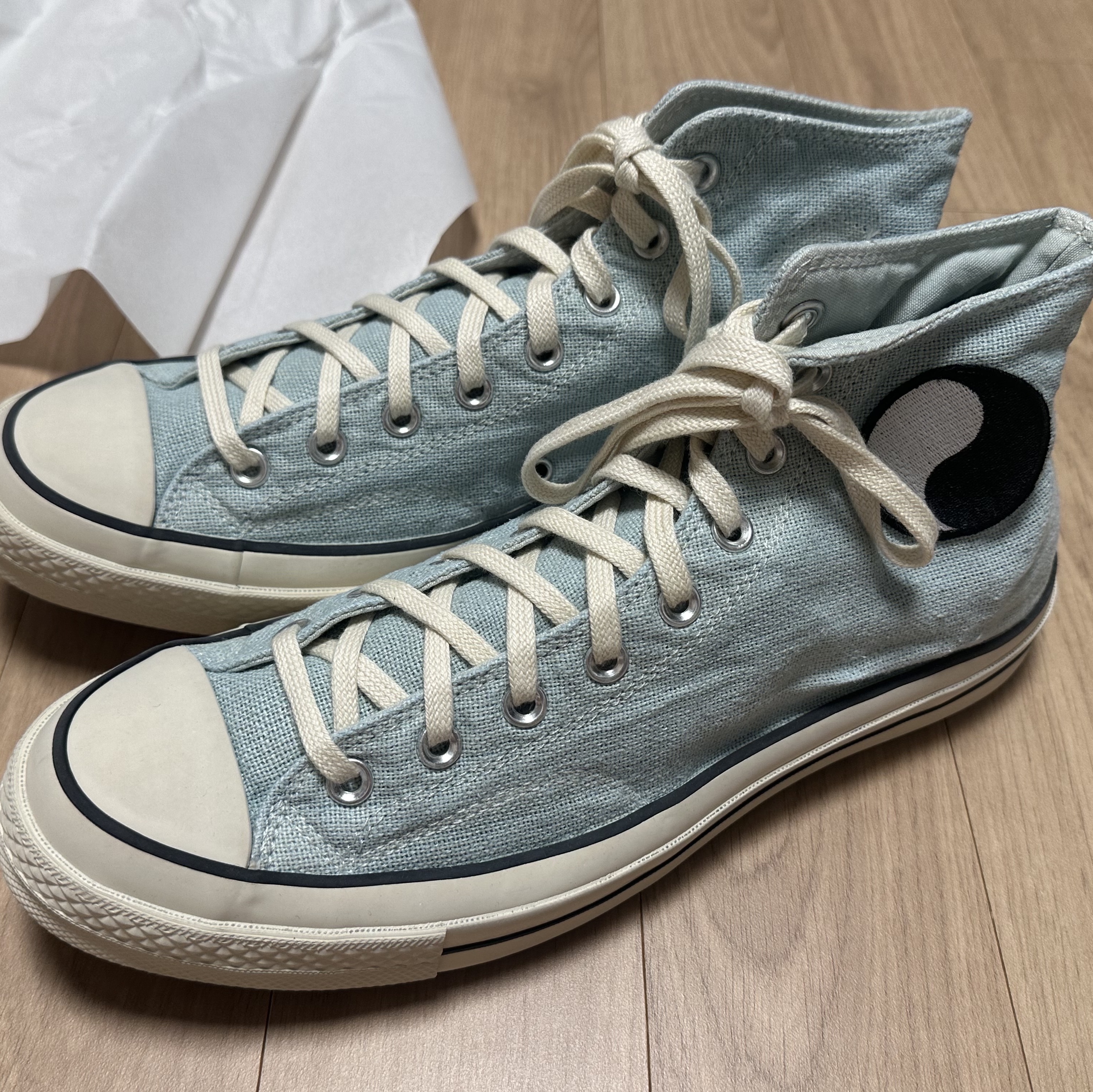 Converse x Stussy x Our Legacy Work Shop Chuck 70 High Pool Blue 착용 스타일 - 1