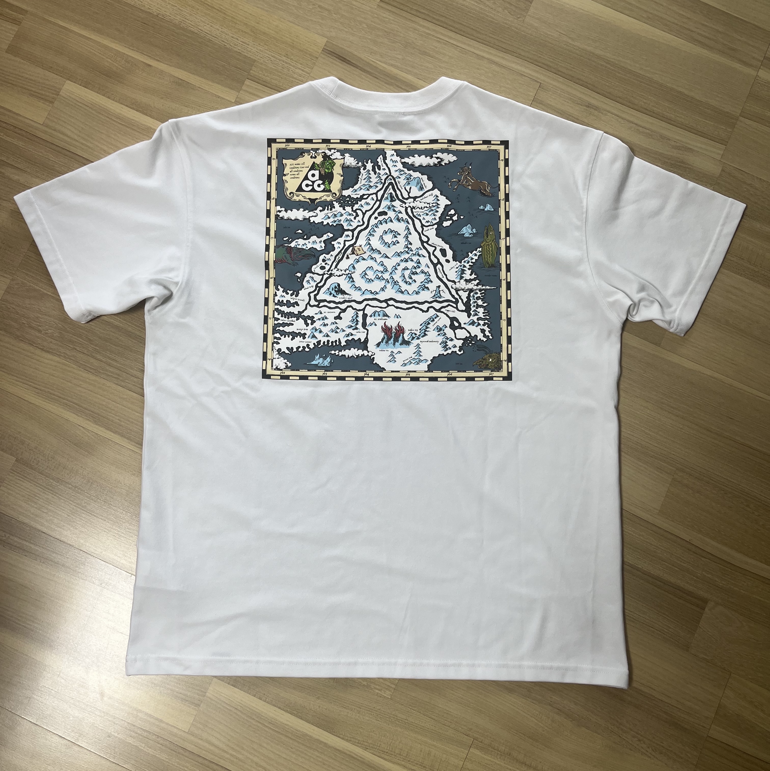 Nike ACG Iceland Map T-Shirt Summit White - Asia 착용 스타일 - 2