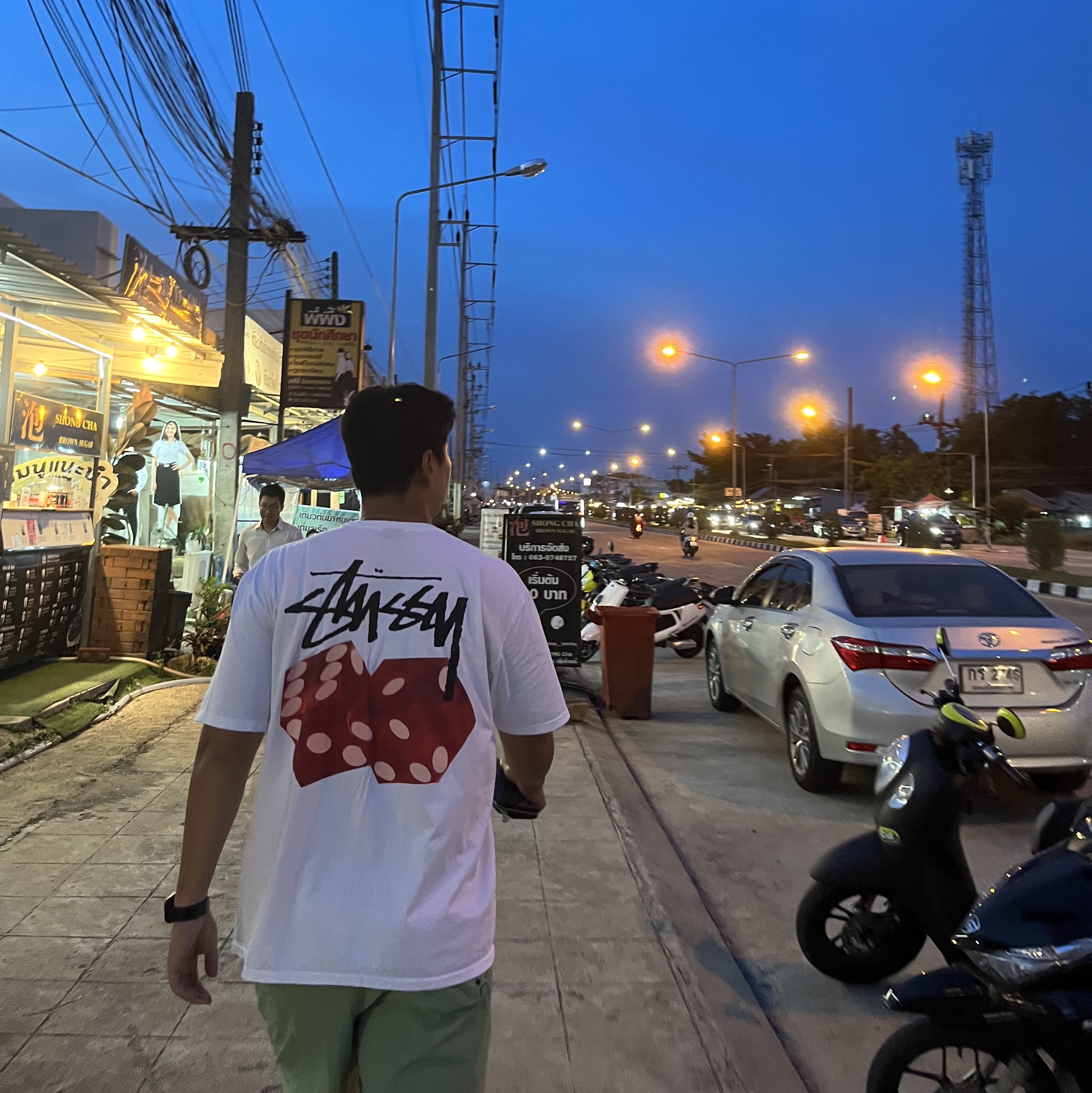 Stussy Diced Out T-Shirt White 착용 스타일