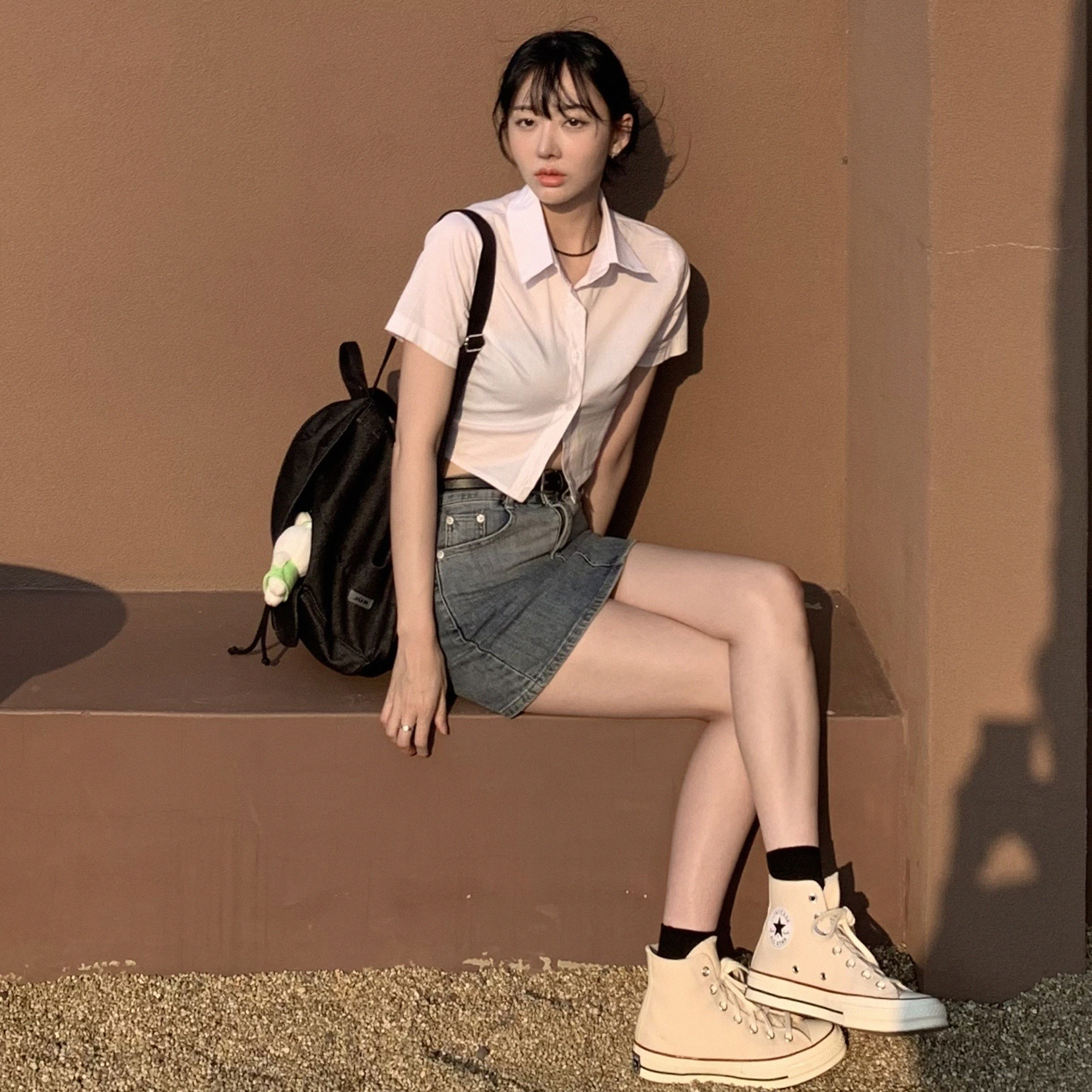 Converse Chuck 70 High Parchment 착용 스타일 - 1
