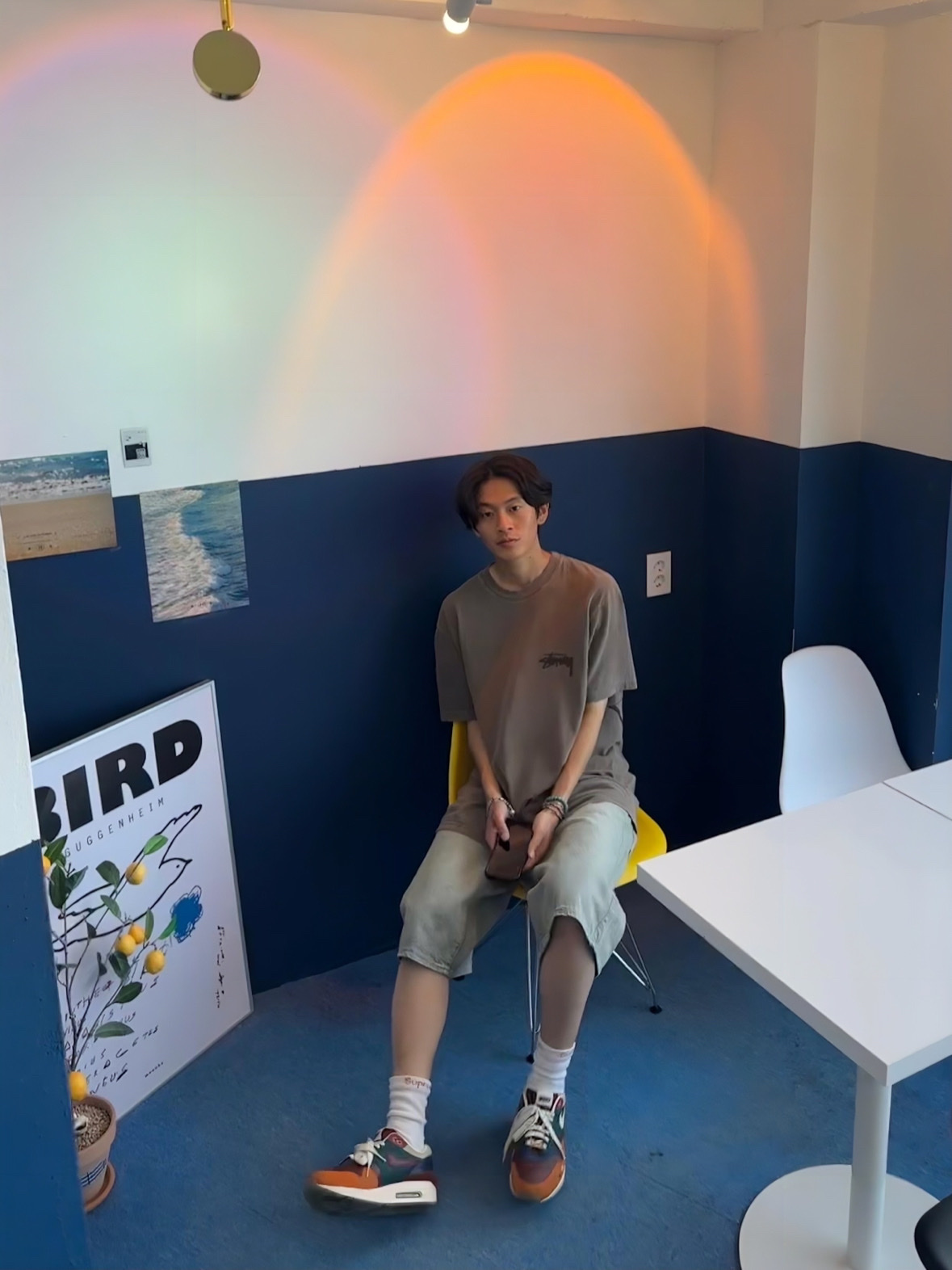 Nike x Kasina Air Max 1 SP Won-Ang Orange, Stussy Big League T-Shirt Coffee 착용 스타일 - 2