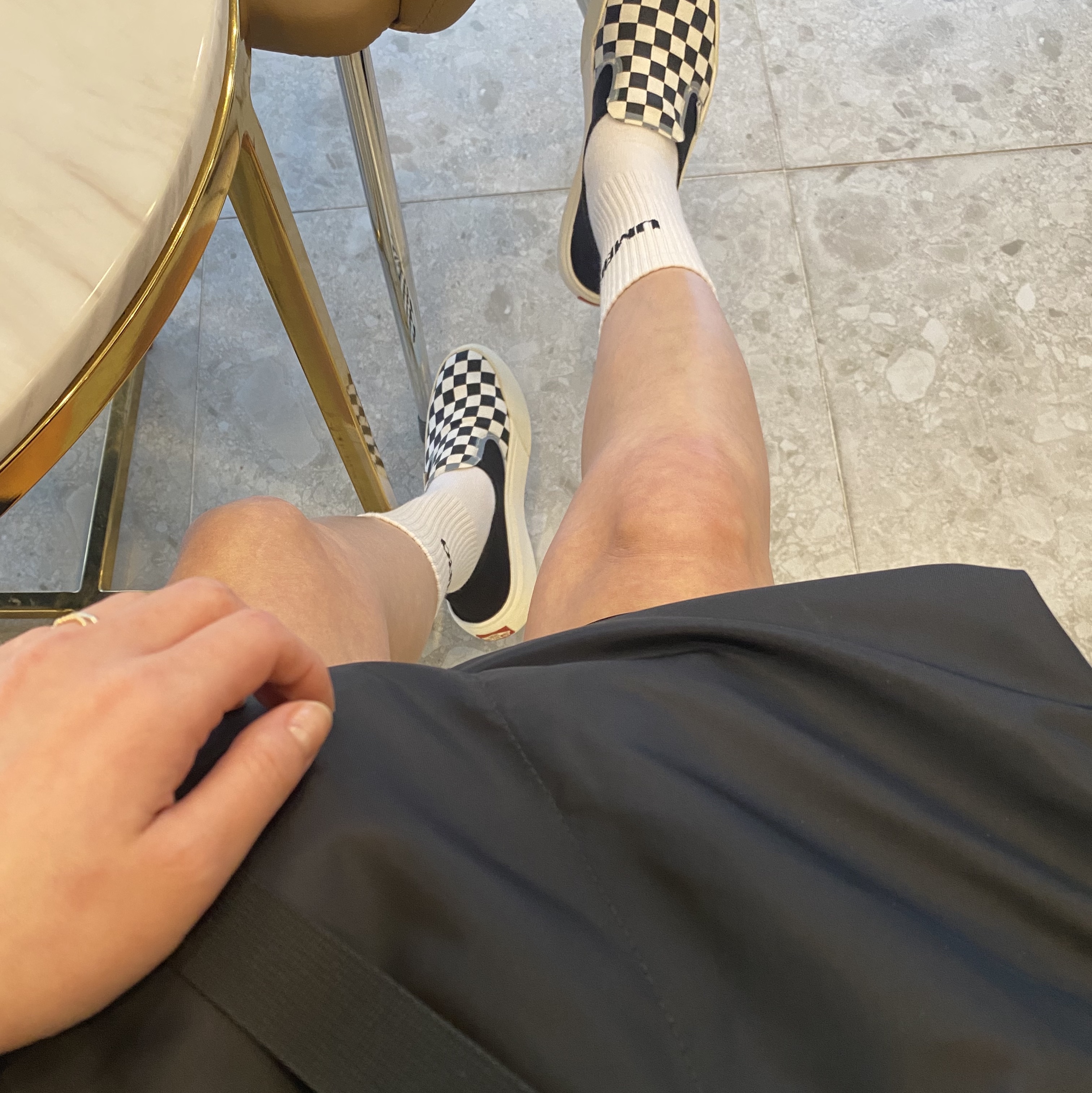 Vans Checkerboard Comfycush One Black 착용 스타일