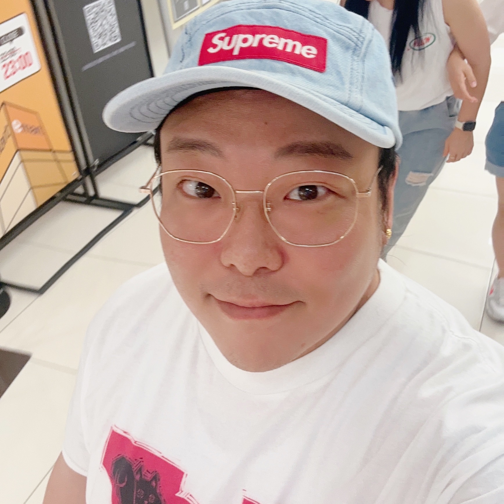 Supreme Denim Camp Cap Washed Blue - 22FW 착용 스타일