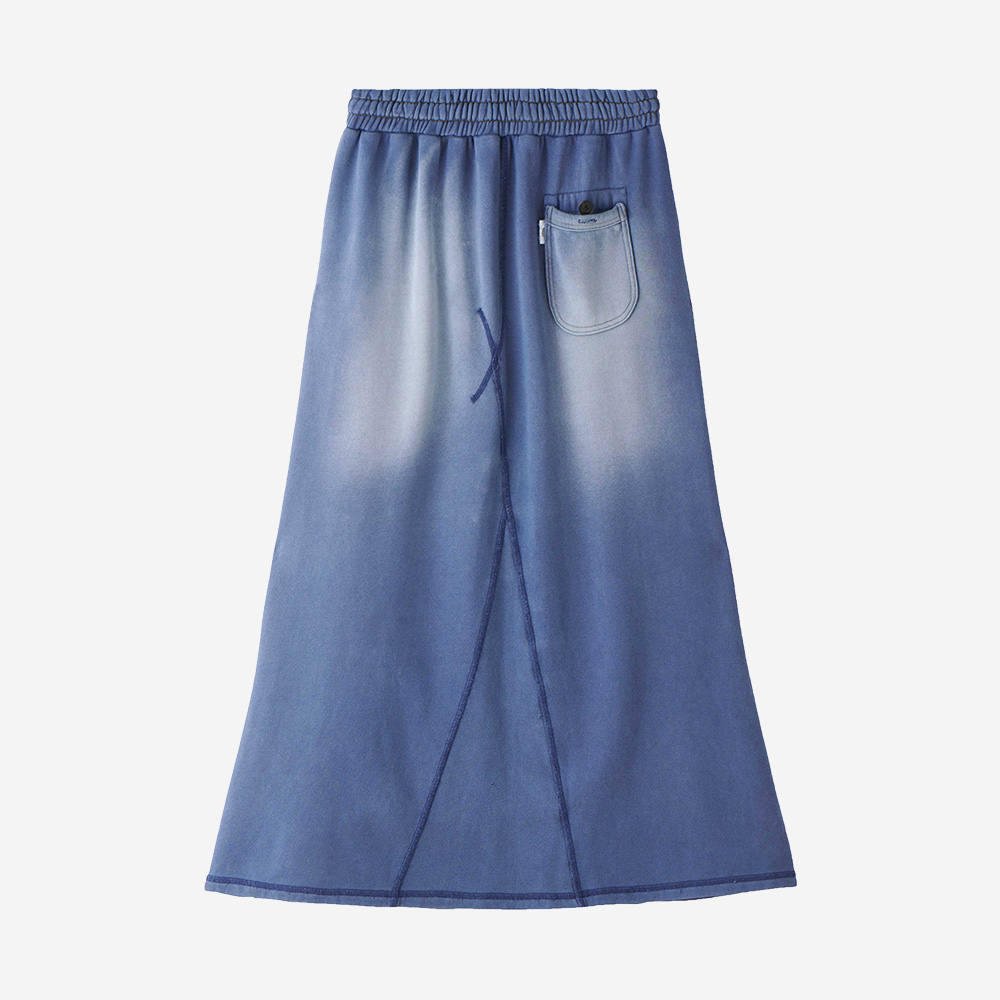 사파리스팟 베이직 데미지 워싱 데님 스웻스커트 블루(Safarispot Basic Damage Washing Denim Sweatskirt Blue) - 2