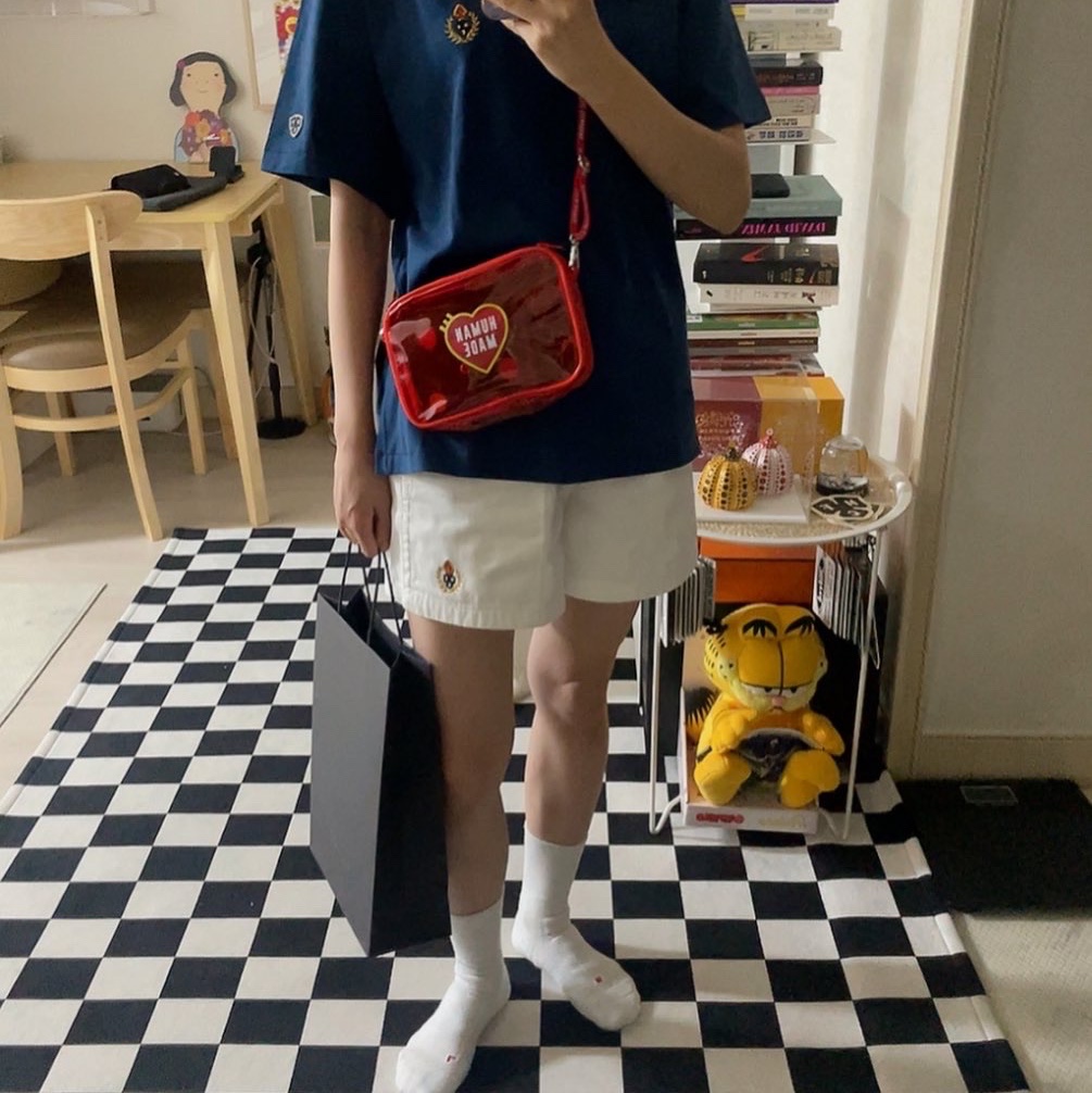 Human Made PVC Pouch Medium Red 착용 스타일